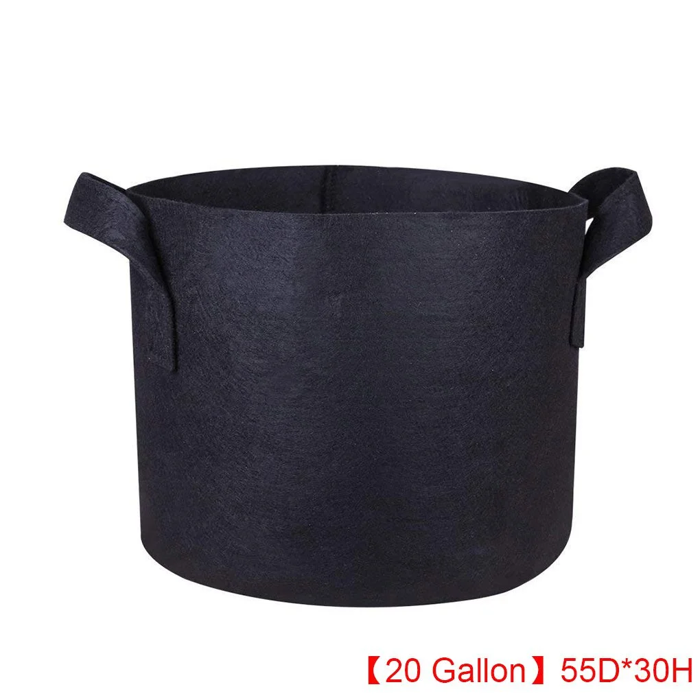 Idyandyans Non\-woven Fabric Pots Plant Pouch 20 Gallon Round Container Grow Bag Nursery Pot \- Black black