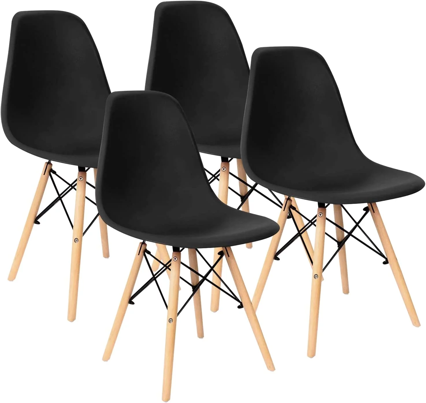 DSZBNUIO Pre Assembled Modern Style Dining Chair Mid Century Modern DSW Chairs  Indoor Plastic Shell Lounge Plastic Chairs Side Chairs Set of 4 (Grey)