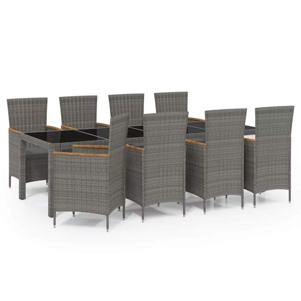 Aibecy 9 Piece Patio Dining Set with Cushions Poly Rattan Gray