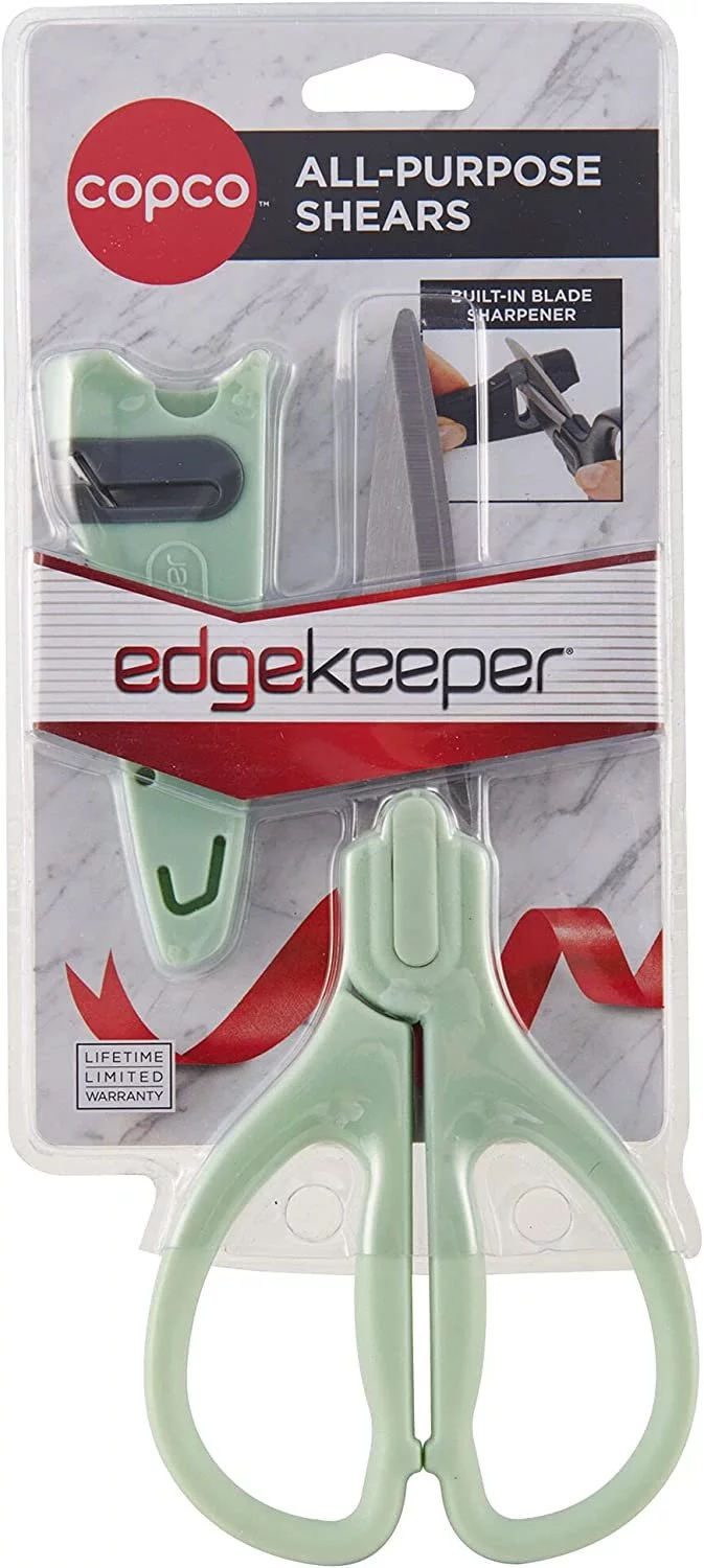 Copco High Carbon Stainless Steel All Purpose Shears with EdgeKeeper Self-Sharpening Sheath, 8.86-Inch, Pistachio