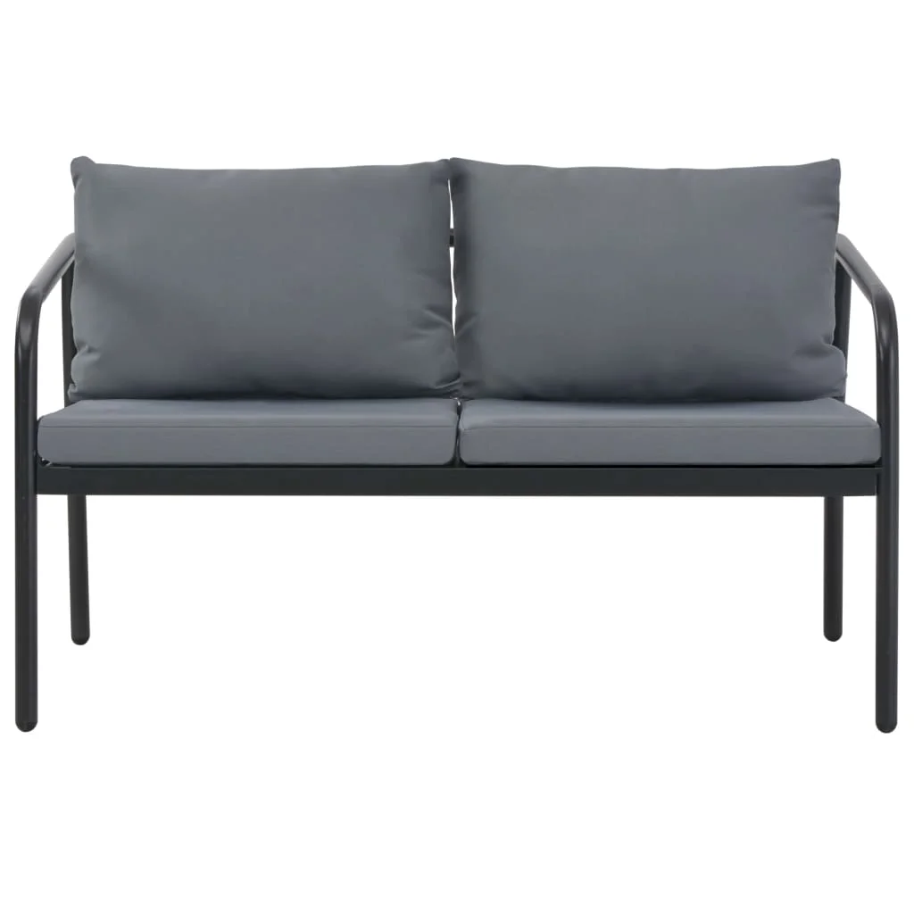 2 Seater Patio Sofa with Cushions Gray Aluminum