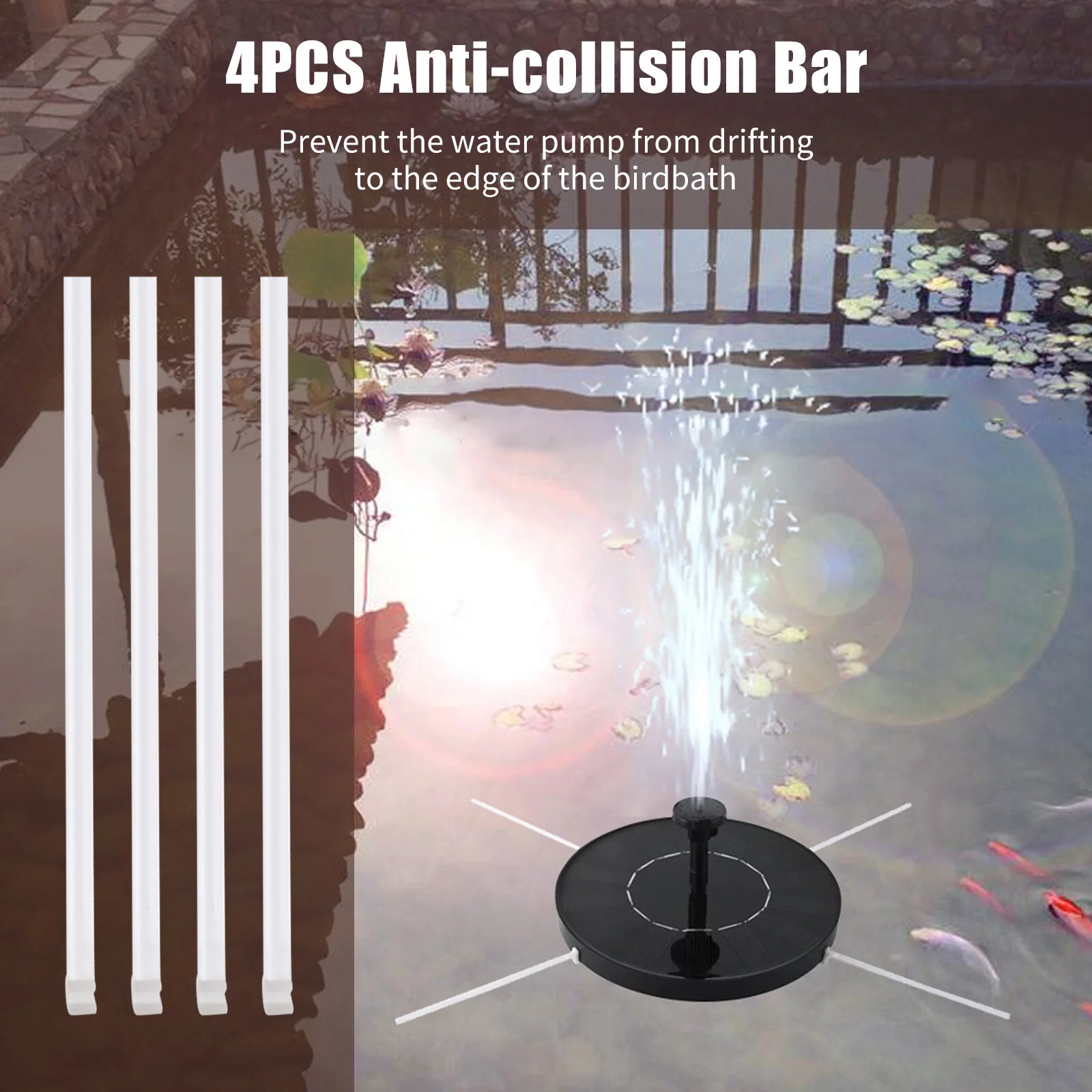 Fountain,1.5w Solar Pump Huiop Solar Pump With Bar Free Water Nozzles Filter -collision Pump With 6 Water Pump Bath 6 Nozzles Filter -collision Bar Free Filter -collision Bar Bath Samll Pond