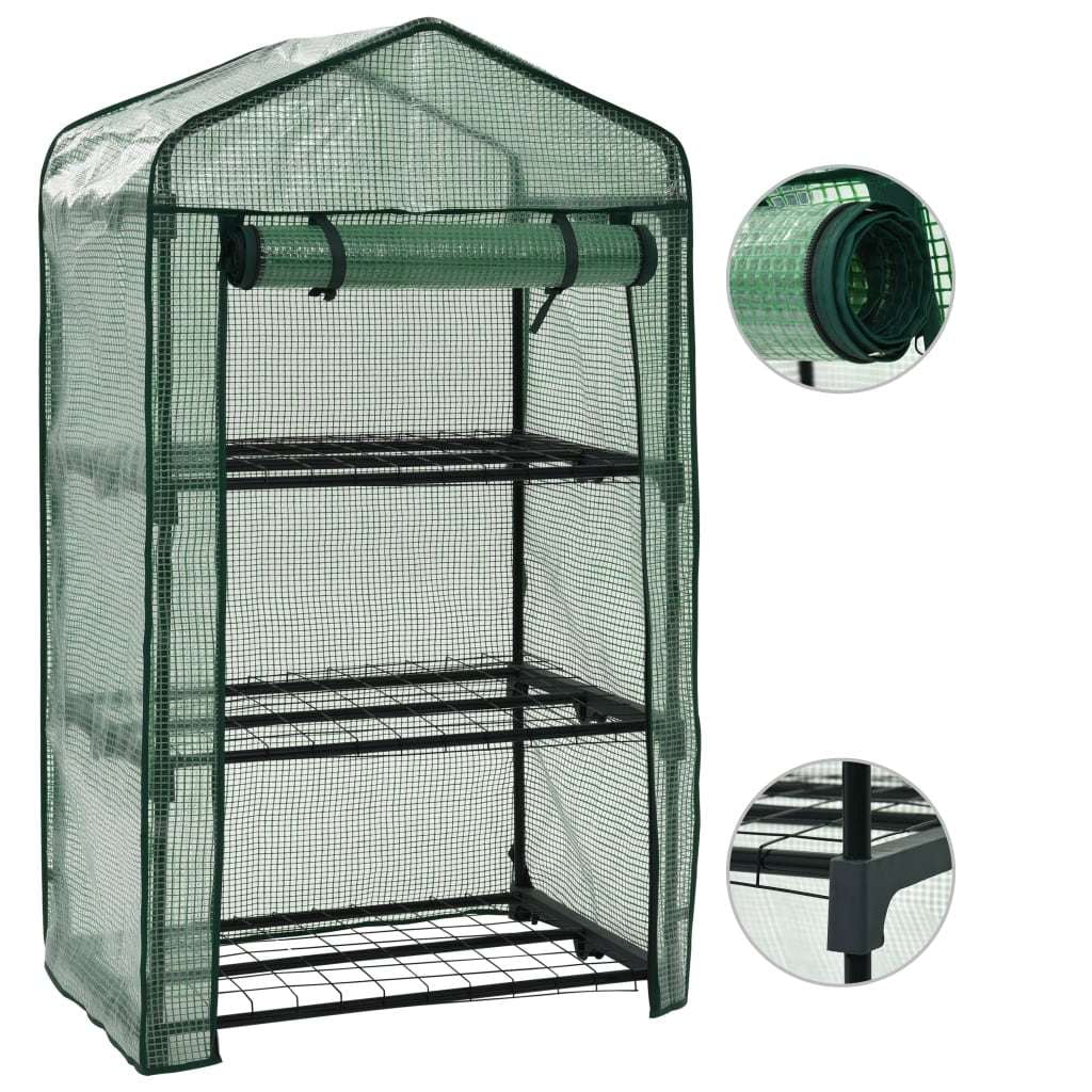 Compact Greenhouse with Roll-Up Door and Shelves - 1 - Organize and protect your plants with this versatile greenhouse!