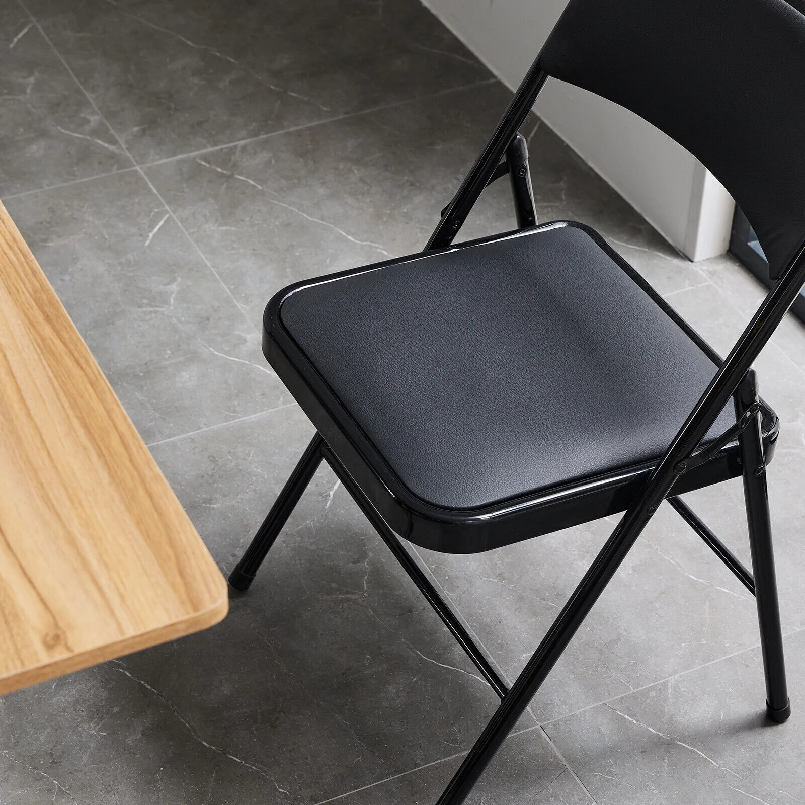 4 Pack Black Padded Folding Chairs Stackable Picnic Party Commercial Set of 4