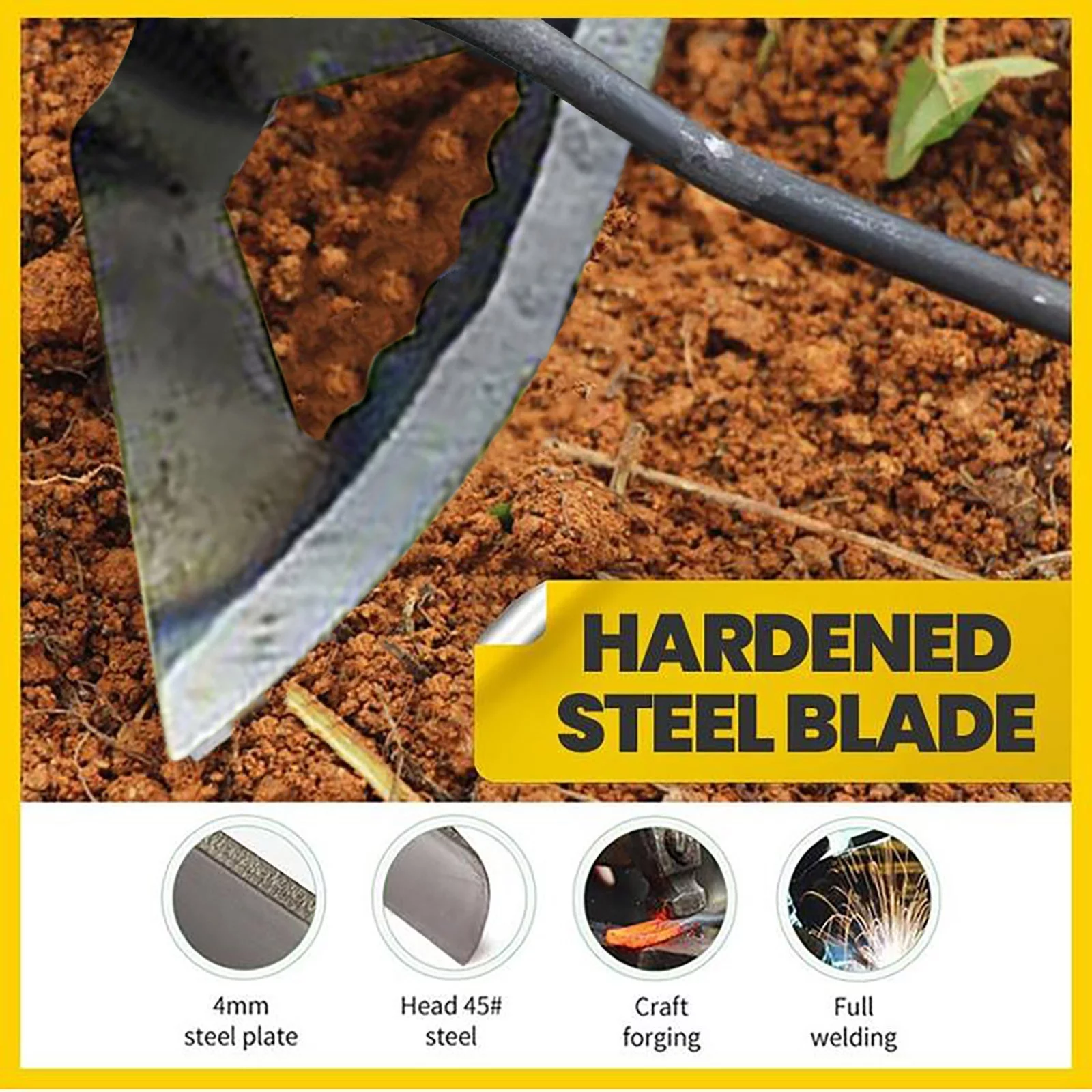 All-Steel Hardened Hollow Hoe - Durable Edge Tool, Garden Edger Weeder, Hand