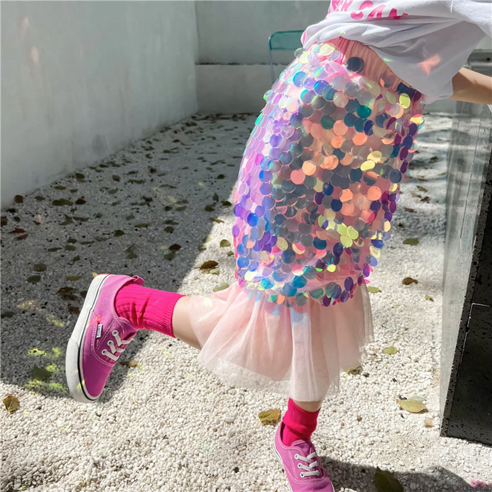 Summer Mini Skirt Girl Sequin Skirt With Pleated Tulle Skirt Kids Birthday Wedding Party Dress Pageant Gown Skirt Sets Women 2 Piece Outfits Summer