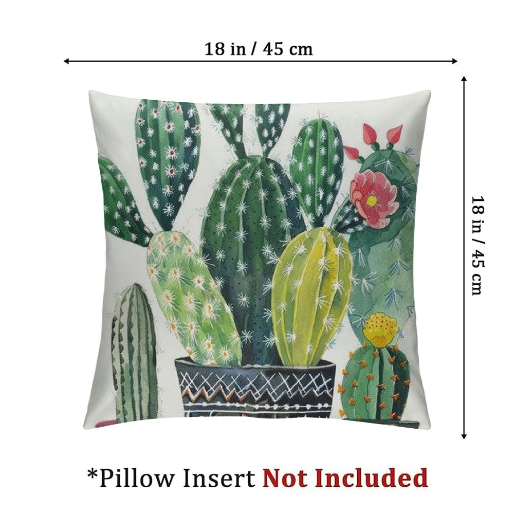 OBREWY Cactus Red and Yellow Flowers Pot Cactus Boho Tropical Green Plant Pillow Case Set of 2 White