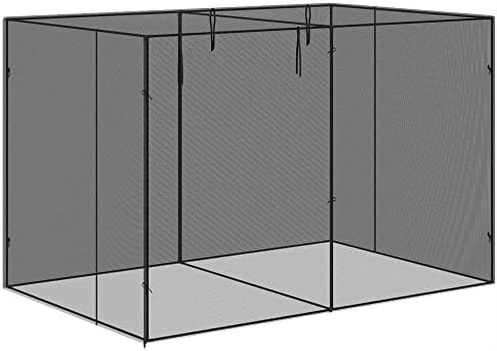 10 X 6.5Ft Tall Crop Cage, Plant Protection Tent, With Zippered Door, Storage Bag And Ground Stakes, For Garden, Yard, Lawn, Black