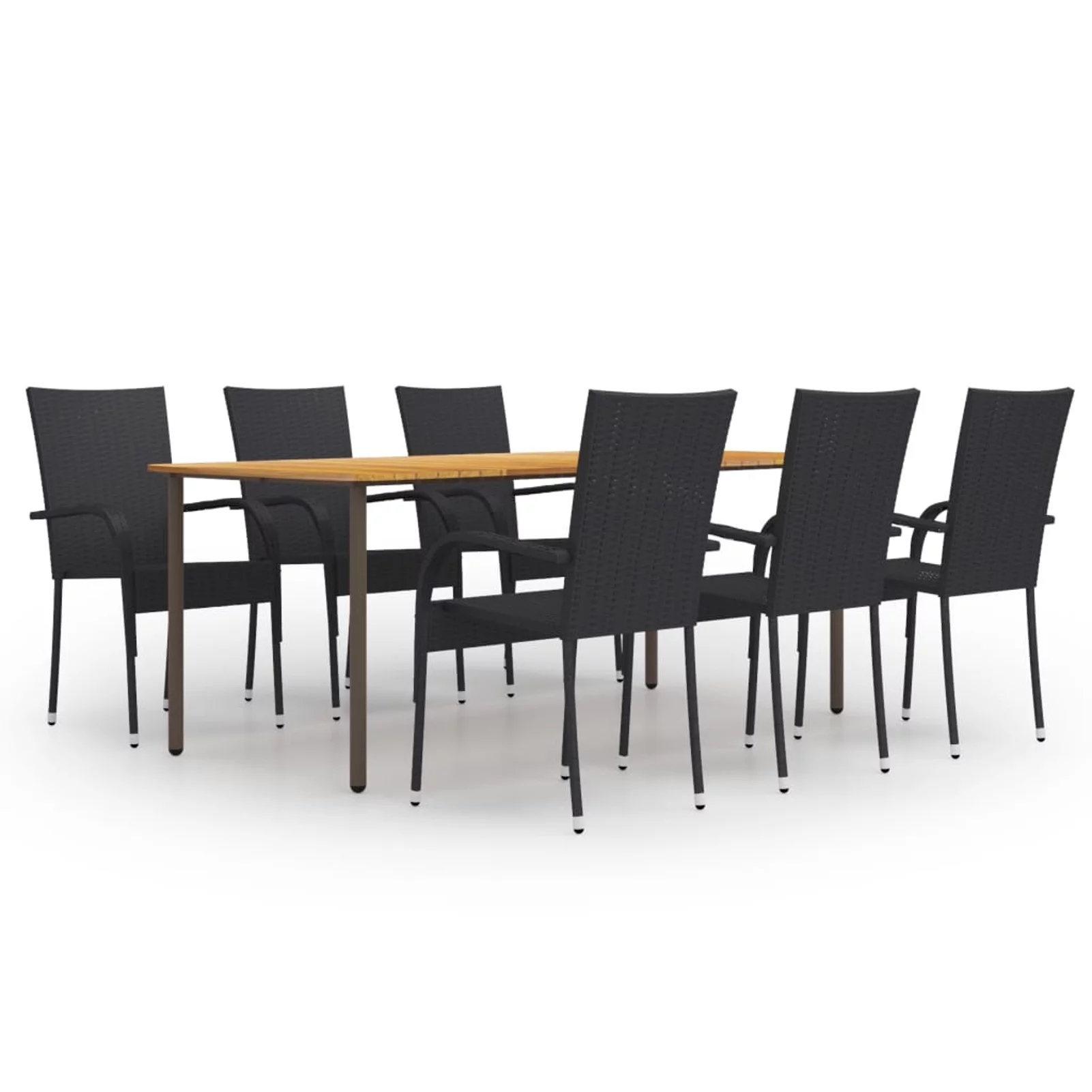 Irfora 7 Piece Patio Dining Set Poly Rattan Black