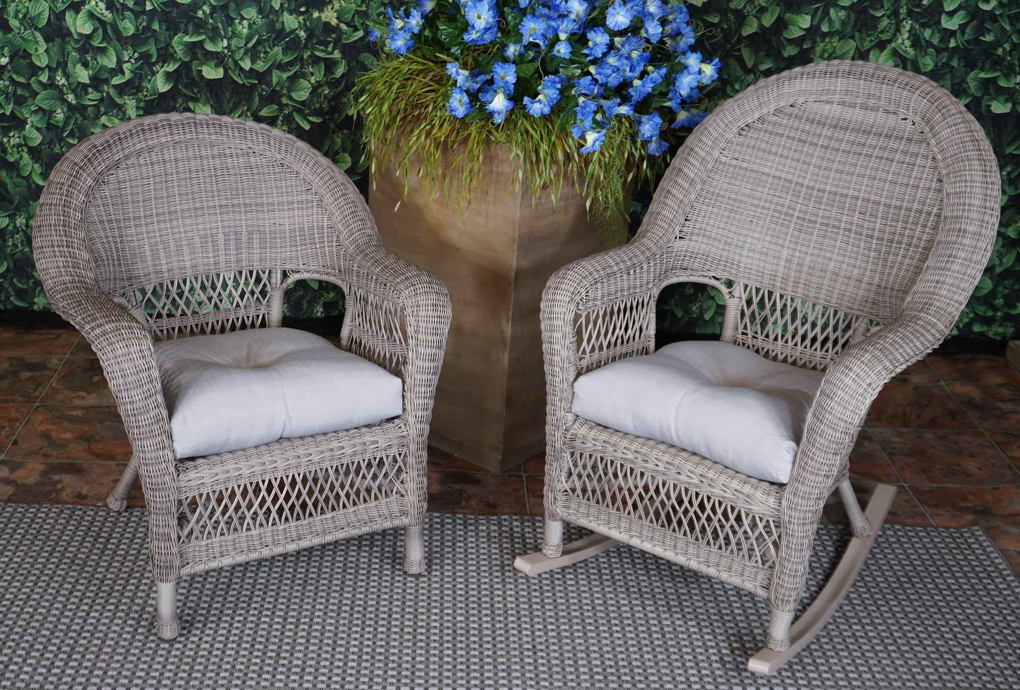 Tempo Outdoor Chair Seat Cushion Taupe Brown Set of 2