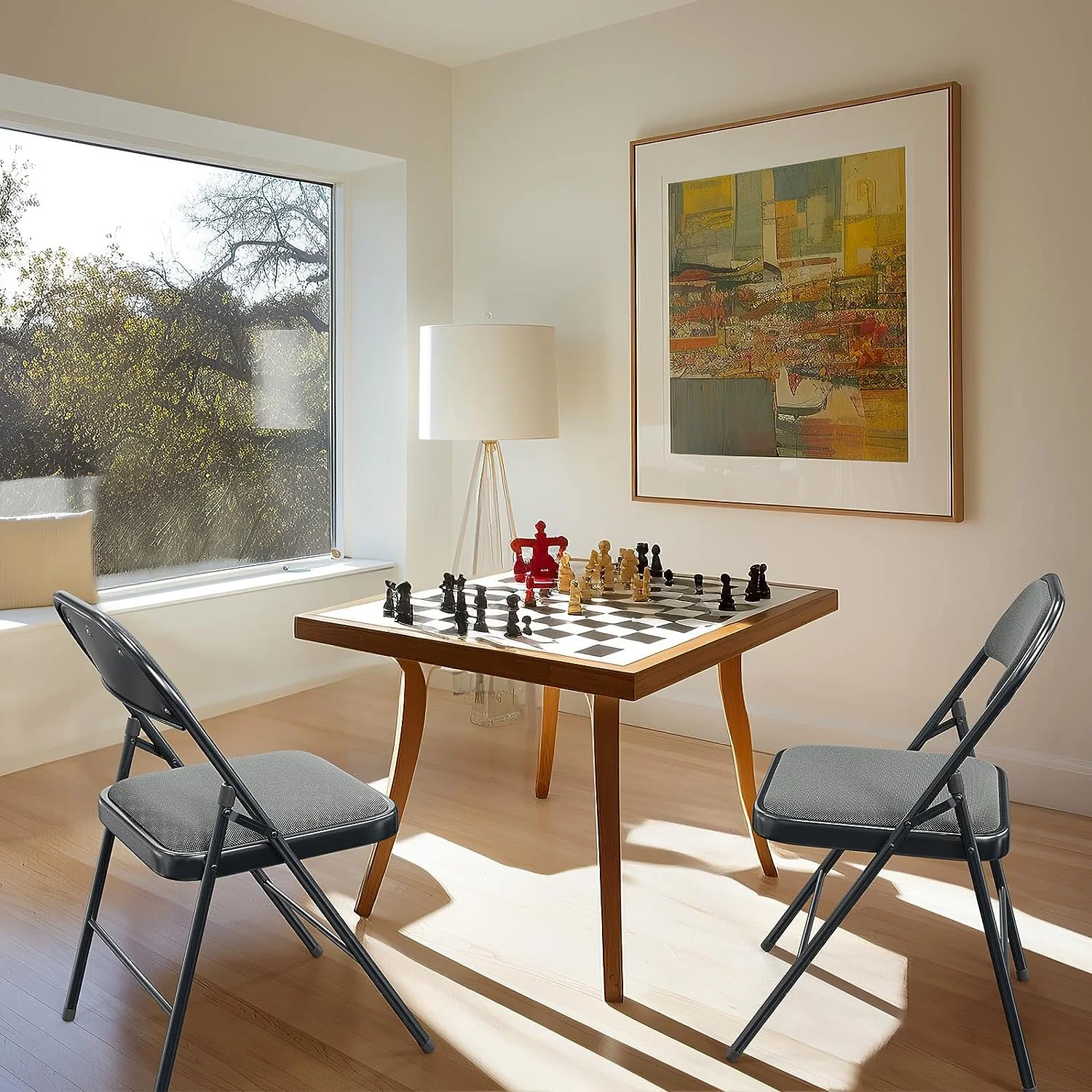 YPSXVGJ with Padded Seats  Metal Frame with Fabric Seat & Back  Capacity 350 lbs  Khaki  Set of 6