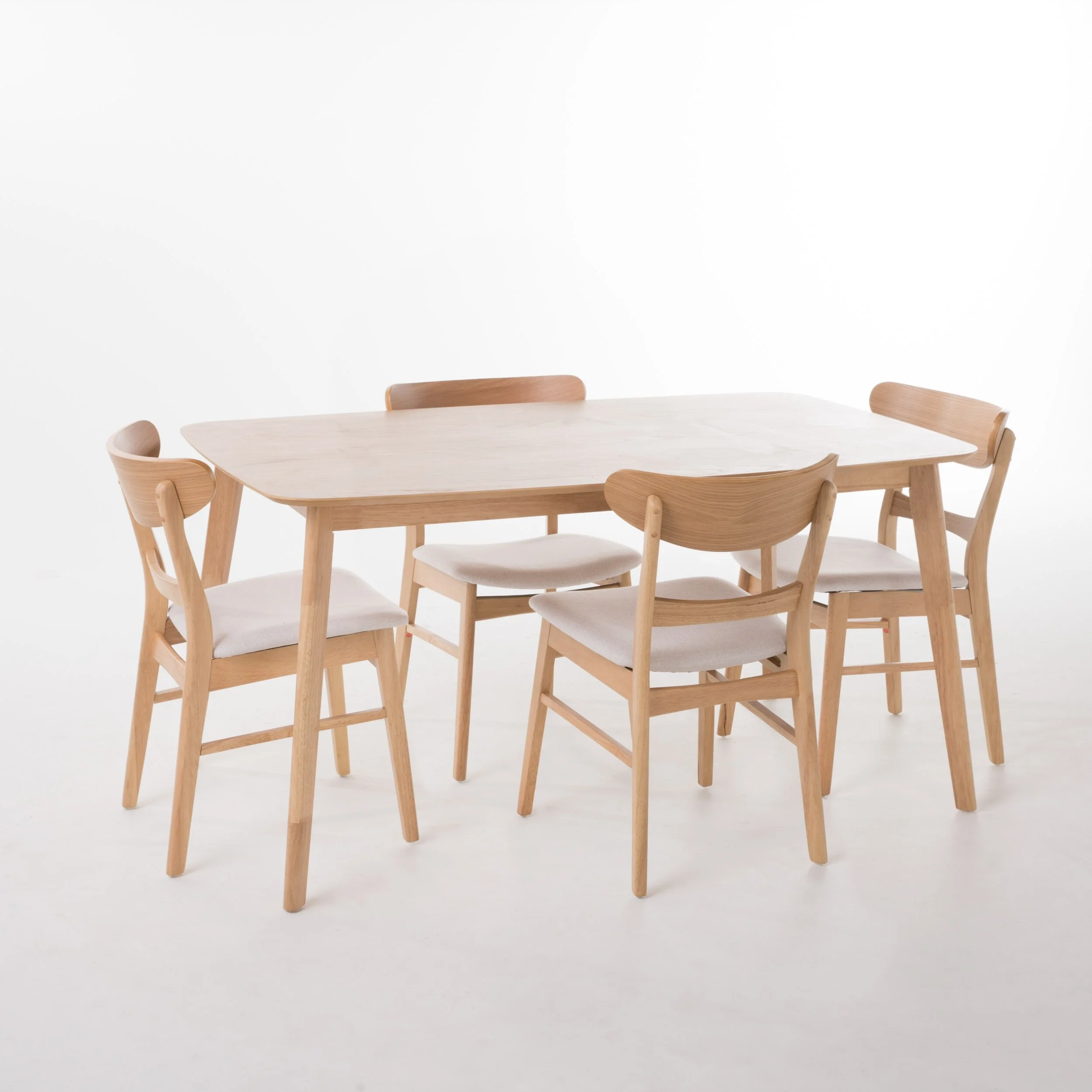 Christopher Knight Home Bryner Mid-Century Modern 5 Piece Dining Set  by  Natural Oak + Light Beige Oak Finish