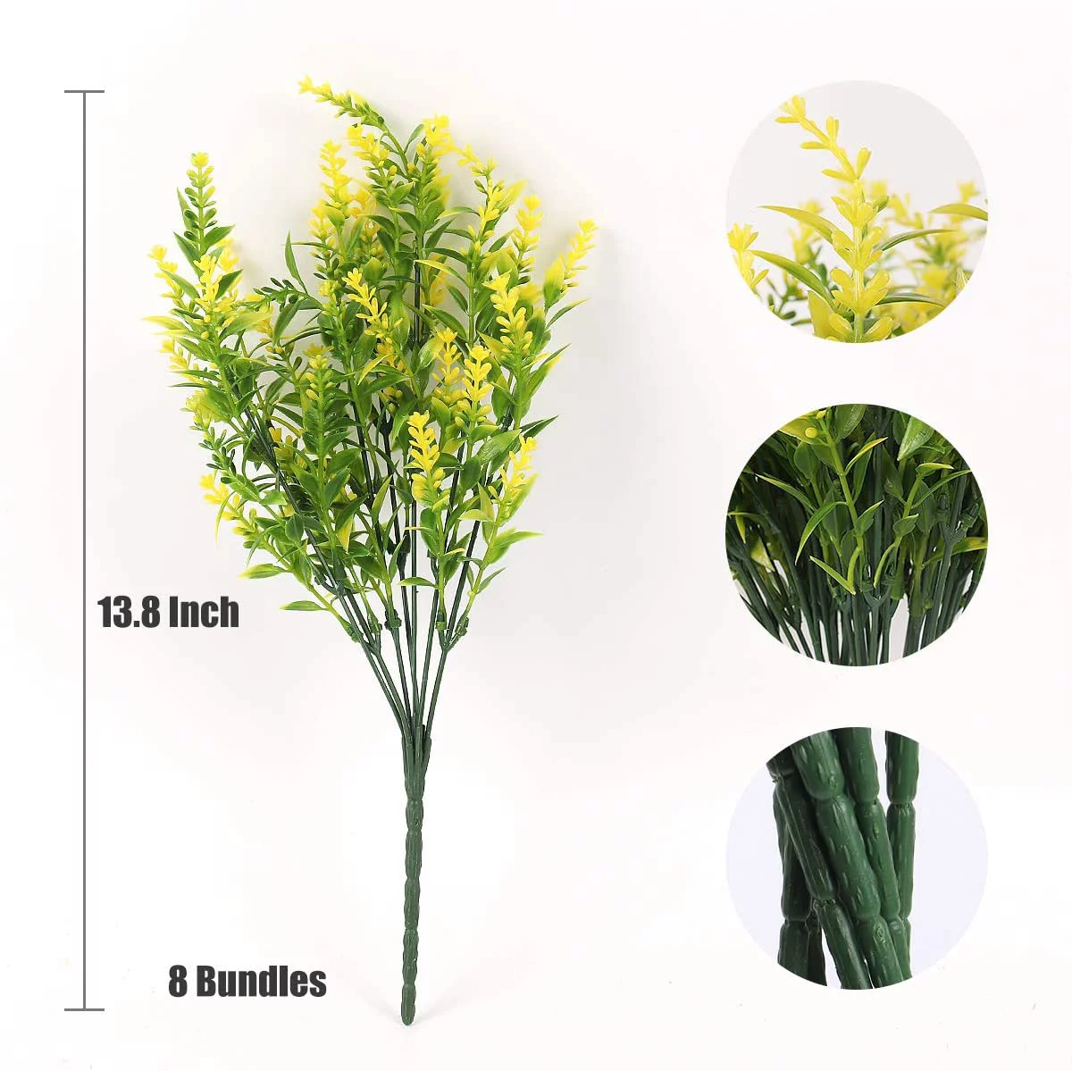 12 Bundles Artificial Lavender Flowers Outdoor UV Resistant Fake Flowers No Fade Faux Plastic Plants Spring Home Garden Porch Window Box Decorating (Yellow)