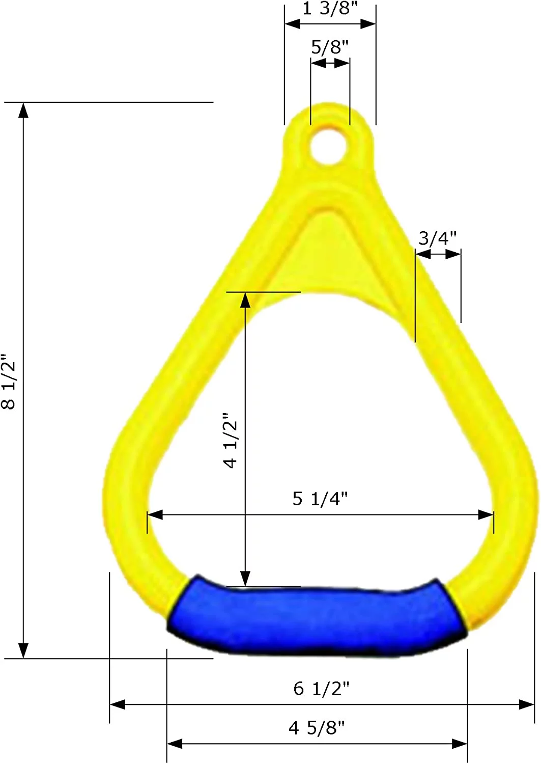 Playkids Trapeze Rings - Red Yellow Safe Grip Handles for Trapeze Bar and Swing Set Playground