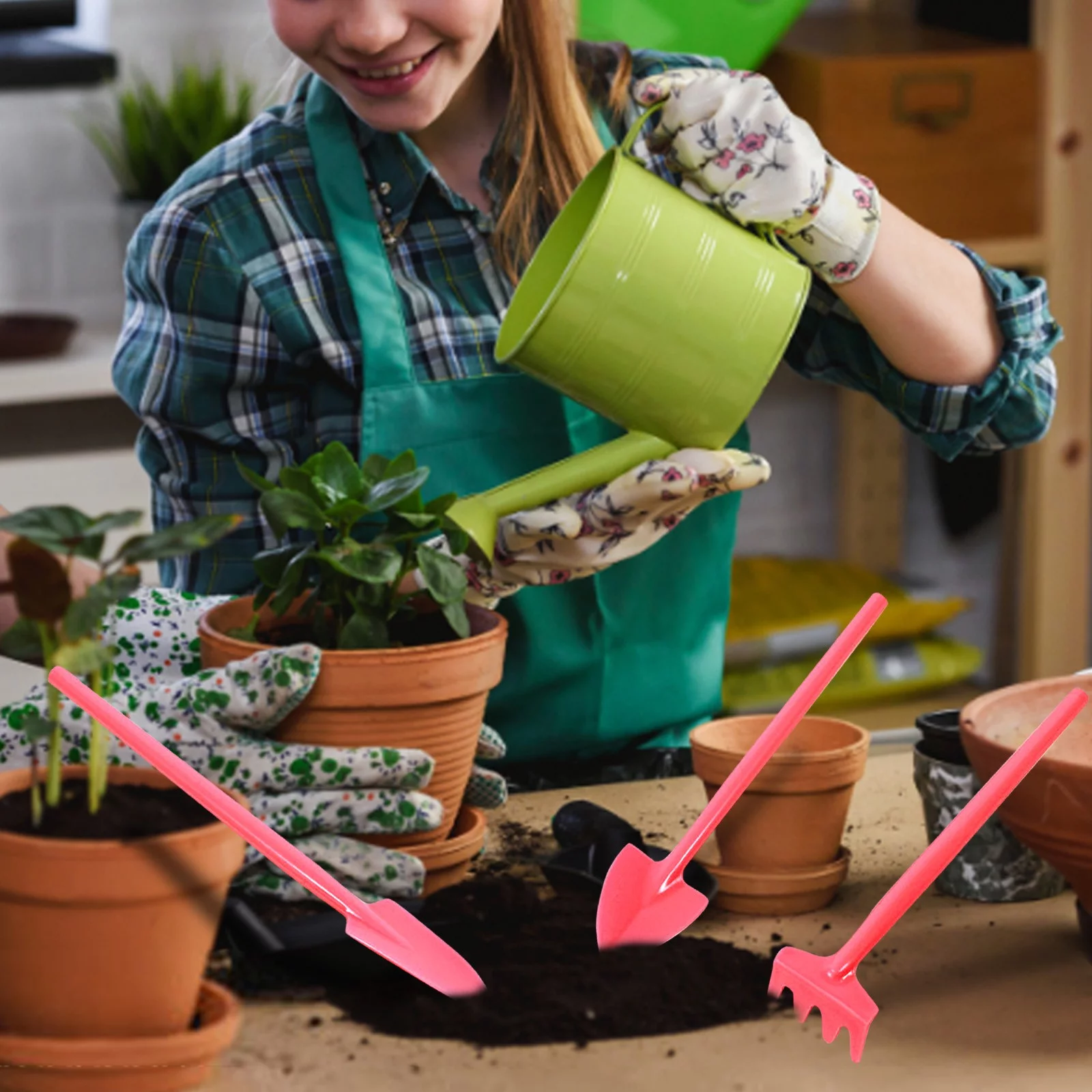 LLQkigsxse Solar Flower Pot Lights Mini Three-piece Potted Shovel Shovel Shovel Hoe Succulent Planting Tools Garden Tool Set Mens Birthday Gift Ideas