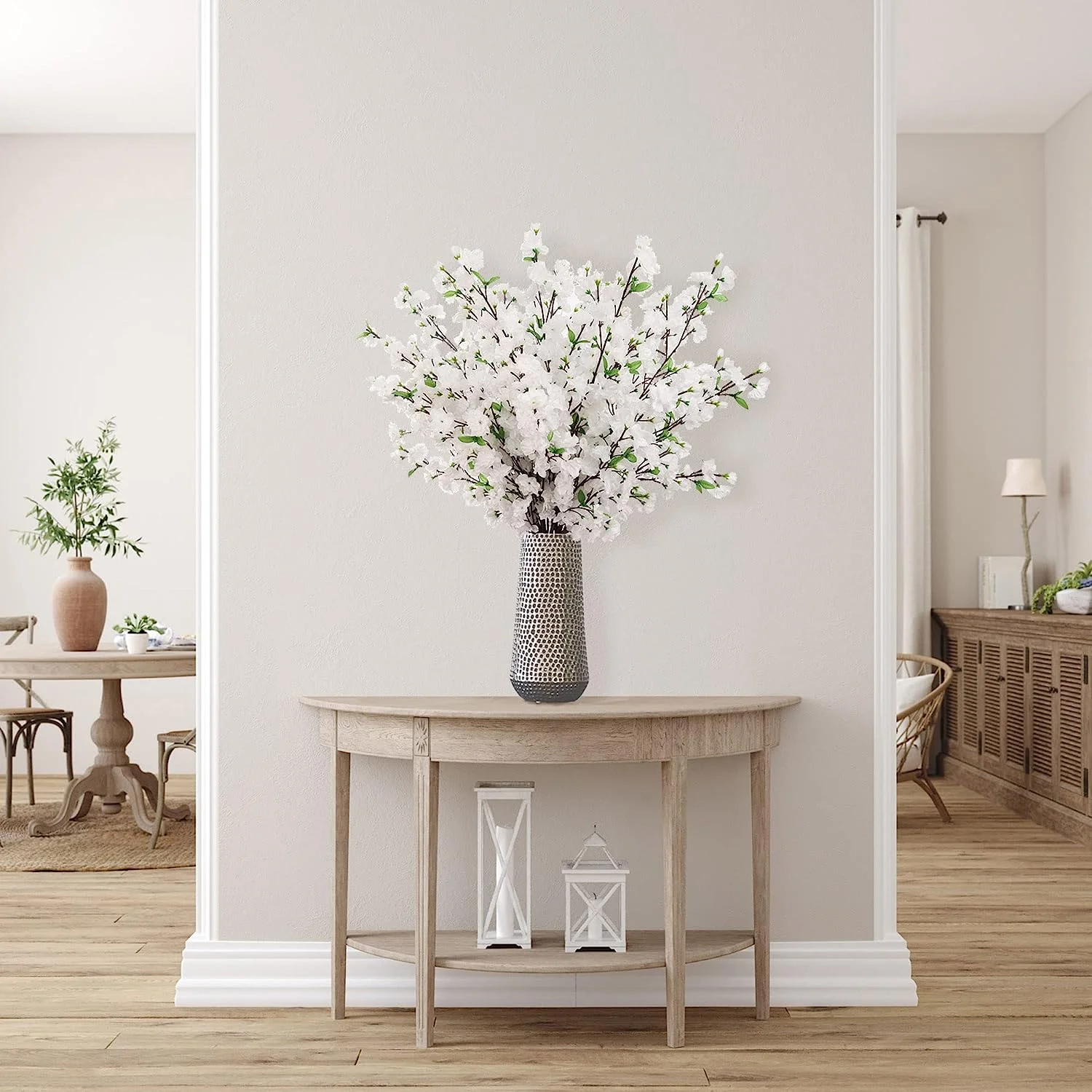 Larskilk White Cherry Blossom Flowers, Three 36 Inch Branches, Wedding, Party, Event, Japan's National Flower