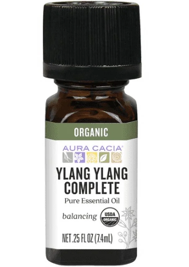 Aura Cacia Organic Pure Essential Oil Ylang Ylang Complete 0.25 fl oz Pack of 4