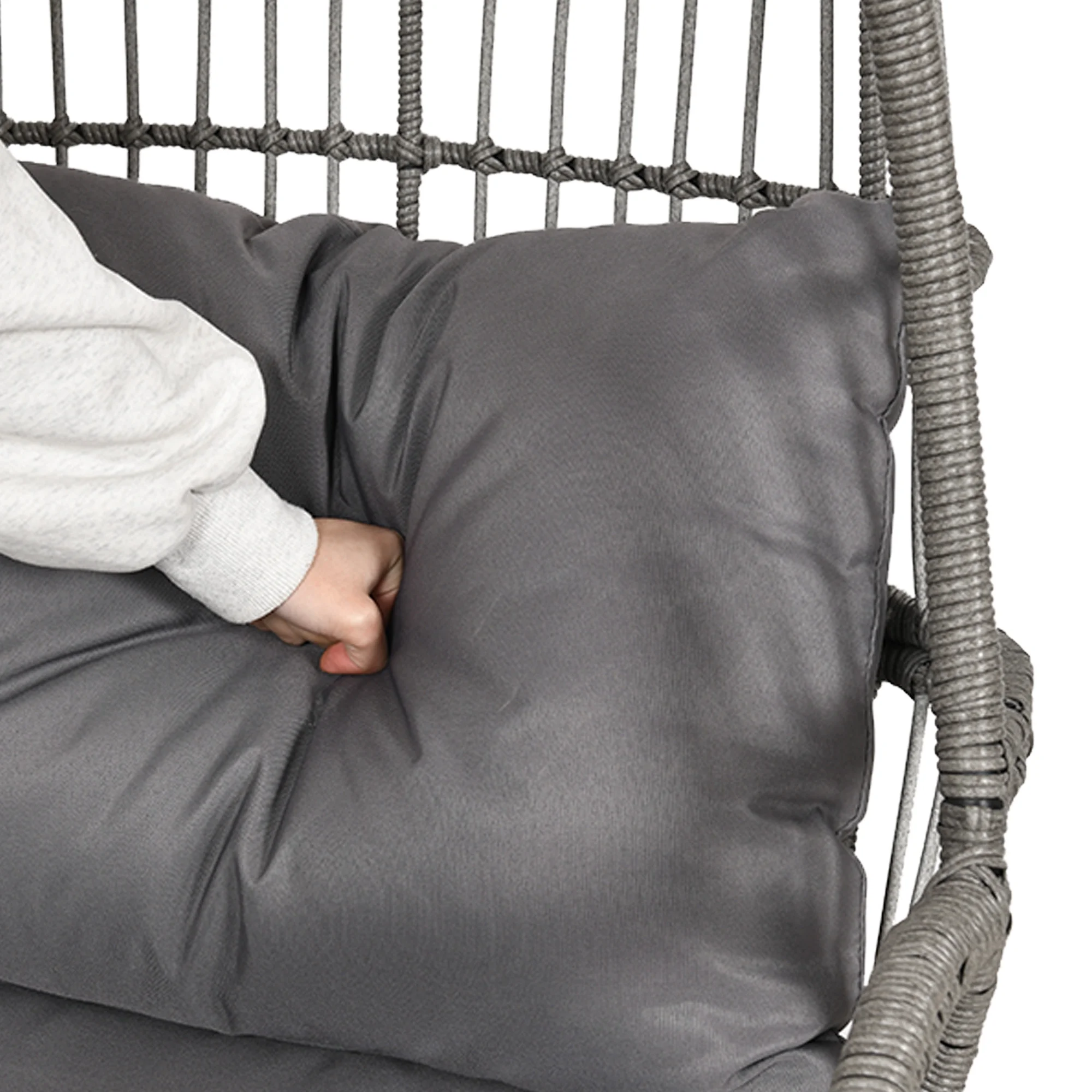 Dextrus Wicker Egg Chair Oversized Indoor Outdoor Patio Lounger w/ Steel Frame, Basket Chair for Bedroom,Living room,Patio, 370lb Capacity - Gray