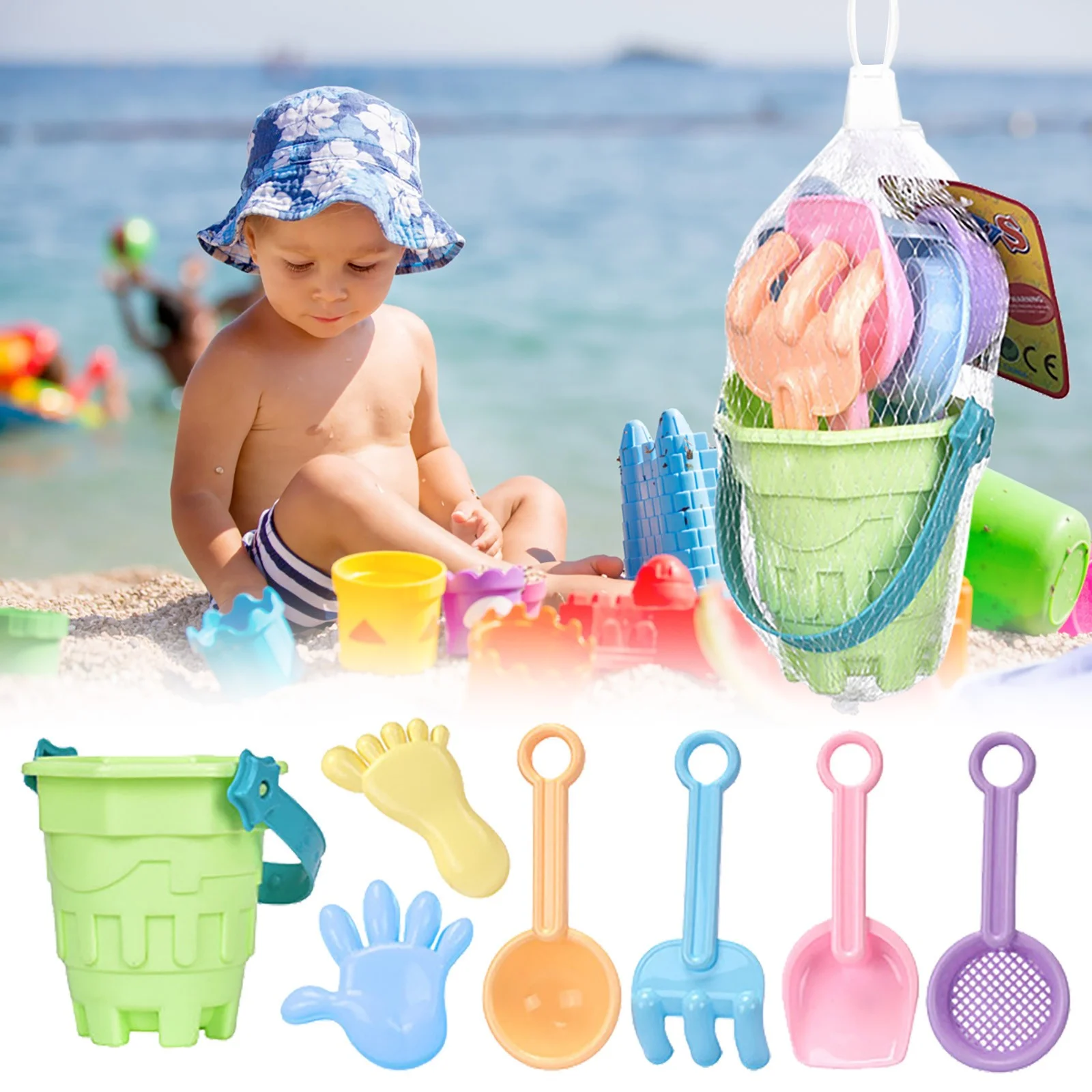 YHAIOGS Beach TOy Car Children's Beach Bucket Sand Playing TOols Shovel Outdoor Sand Digging Baby Water Playing Complete Set