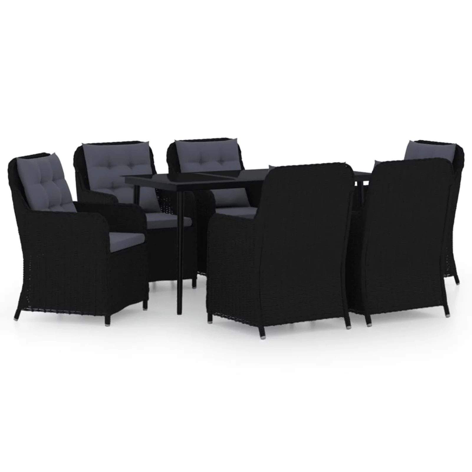 Anself 7 Piece Patio Dining Set Black