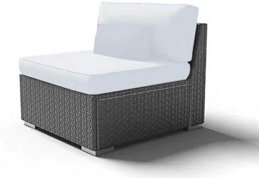 xrboomlife Outdoor Patio  Espresso Brown Wicker Sofa Middle Chairs (Light gray-2pcs)