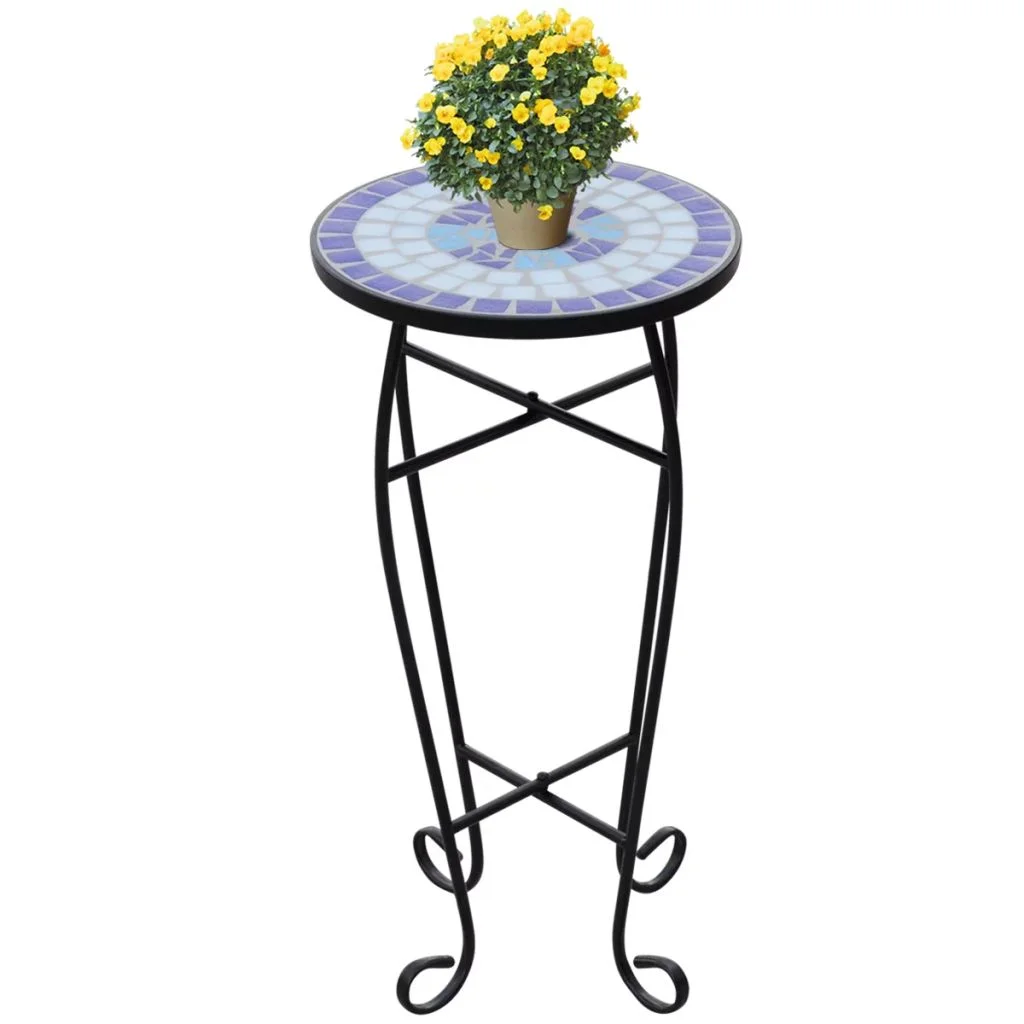 Side Table Plant Table Blue White