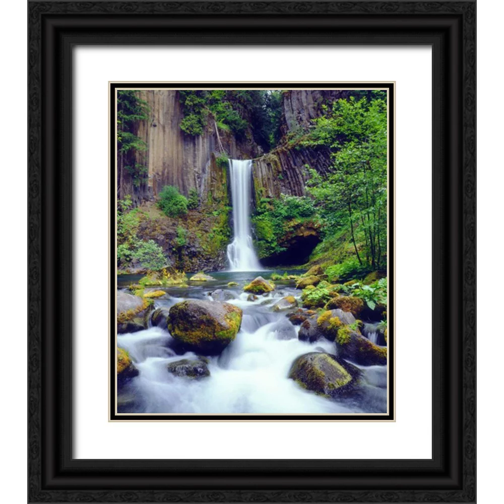 Talbot Frank, Christopher 26x30 Black Ornate Wood Framed with Double Matting Museum Art Print Titled - Oregon, Toketee Waterfall and Basalt Formation