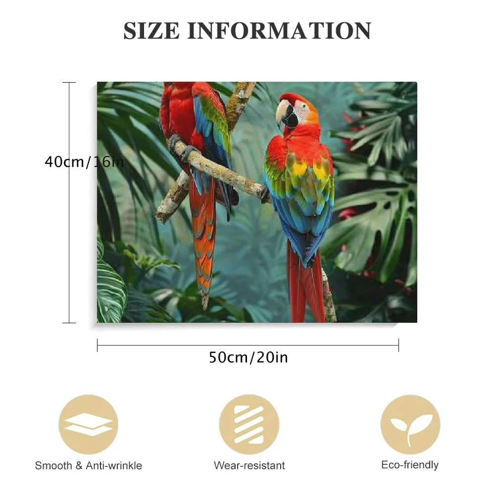 BCIIG Animals Colorful Birds Parrot Scarlet Macaw Loving In Rainforest Poster Canvas Print Wall Art Holiday Gift Bathroom Living Room Bedroom Home Decor Frameless 20