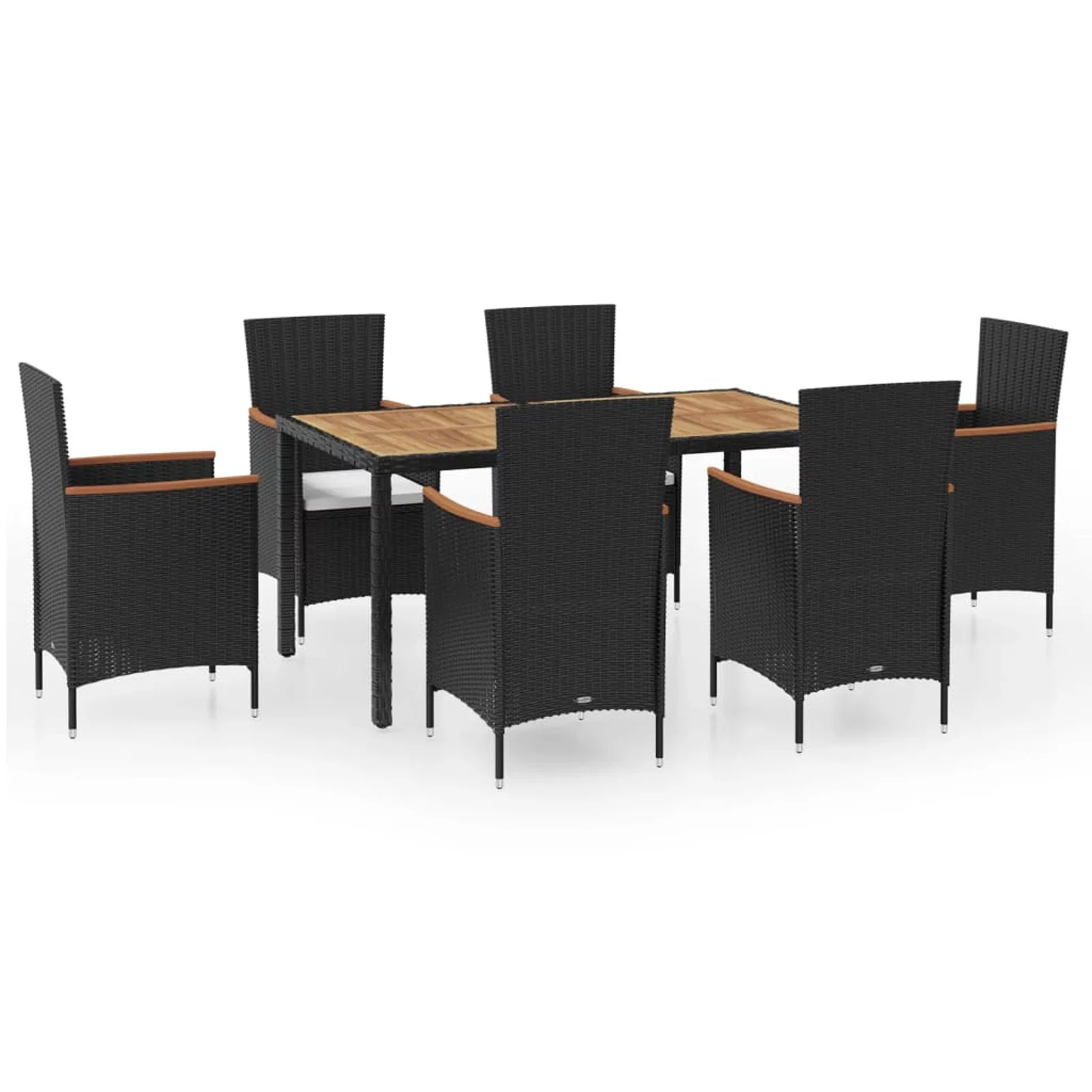 walmeck 7 Piece Patio Dining Set with Cushions Poly Rattan