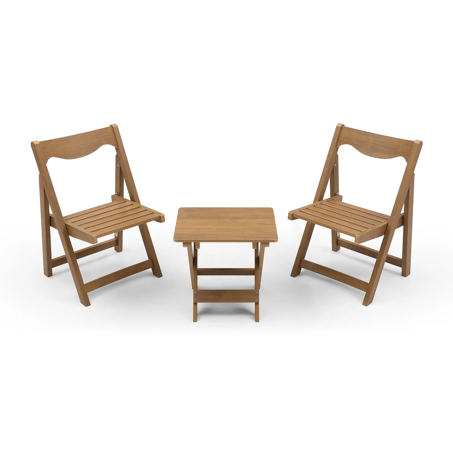 Compact and Durable Outdoor Bistro Set - Stylish Small Table and Chair Set made of High-Quality HIPS Material - Includes 2 Comfortable Chairs and Rectangular Teak Table - Perfect for Rela