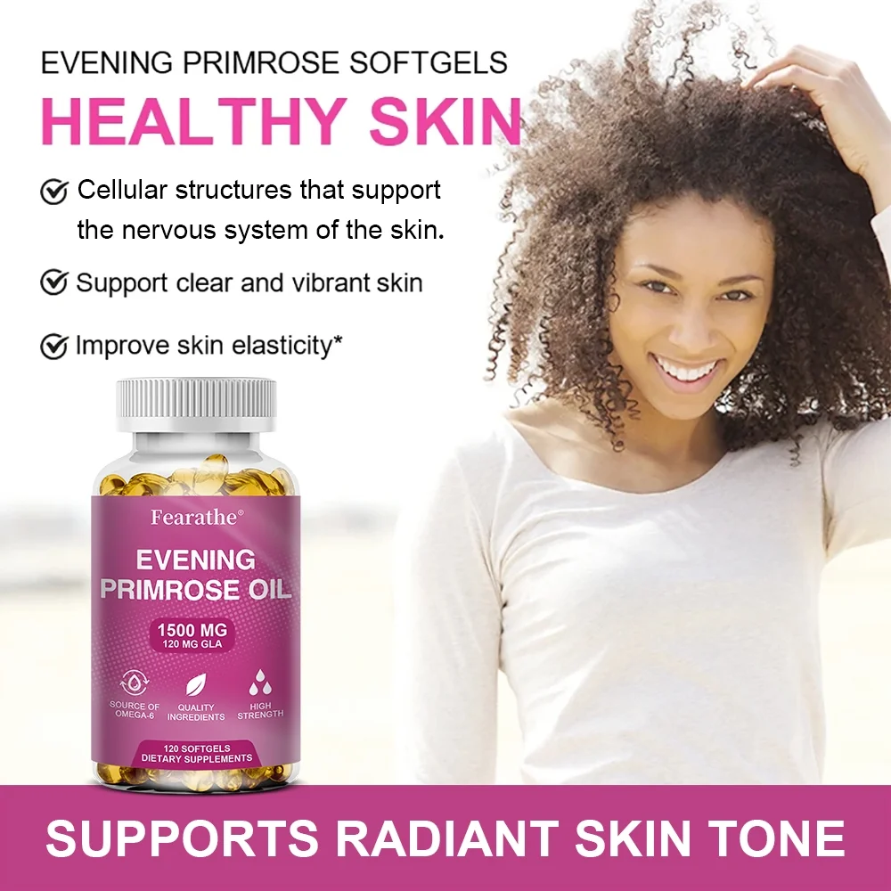 Evening Primrose Oil 1500mg, 30/60/120 Capsules Promotes Women's Health - Cold Pressed, Non-GMO, Gluten Free