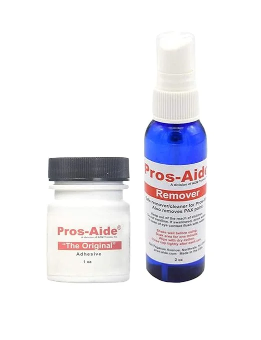 Pros-Aide The Original Adhesive 1 oz with Remover Cleaner Spray 2 oz Set by ADM Tronics for Movie FX Make-up and Professional Prosthetic Applications