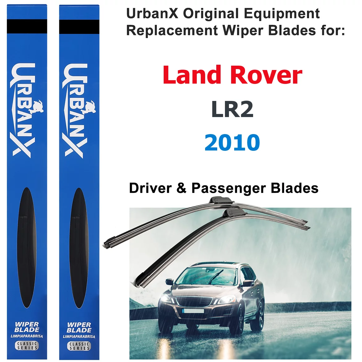 UrbanX 2-IN-1 All Seasons Water Repellency Original Equipment Replacement Wiper Blades For 2010 Land Rover LR2 24
