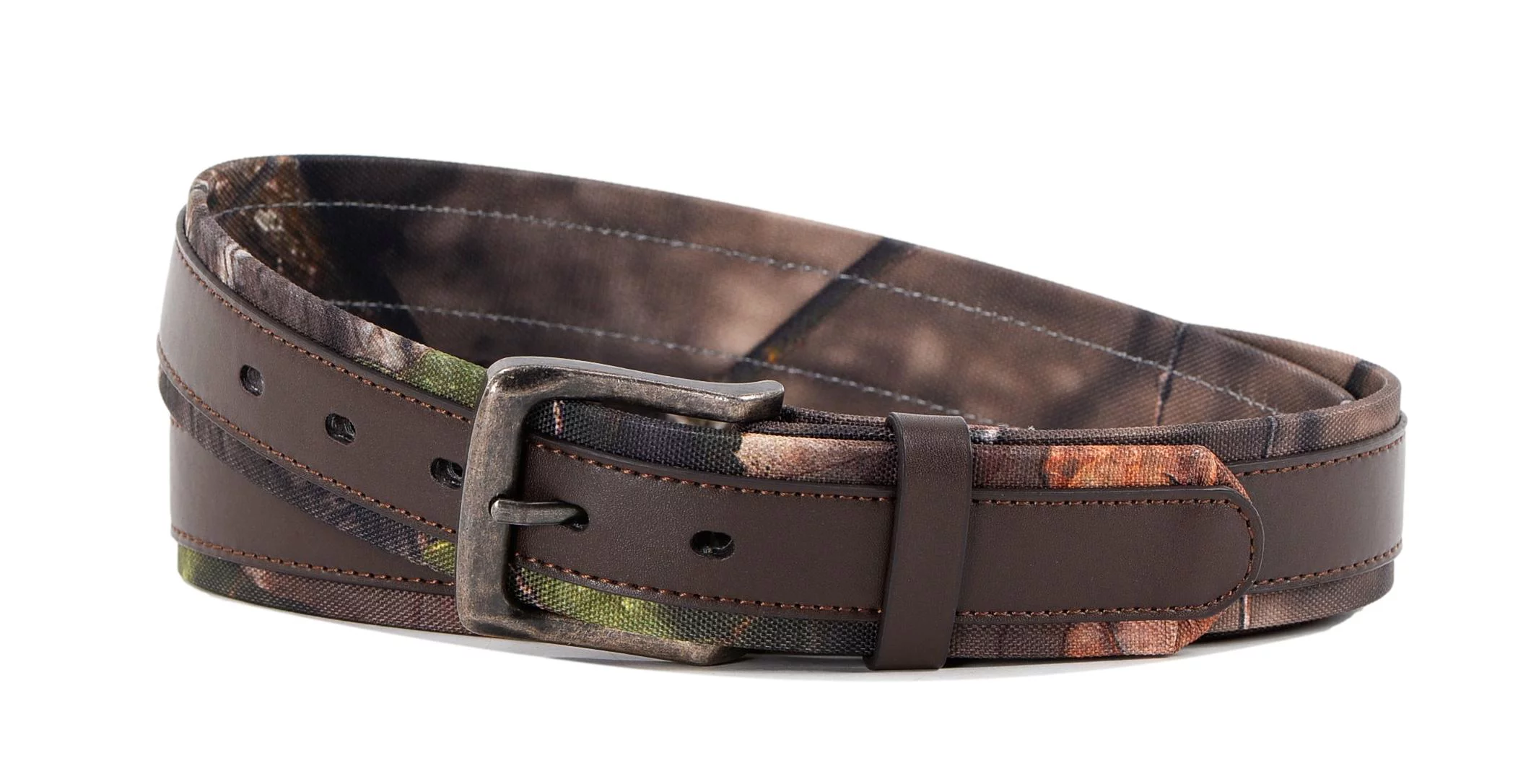 Mossy Oak Men's 38MM Wide Camouflage Canvas Leather Belt Brown W40