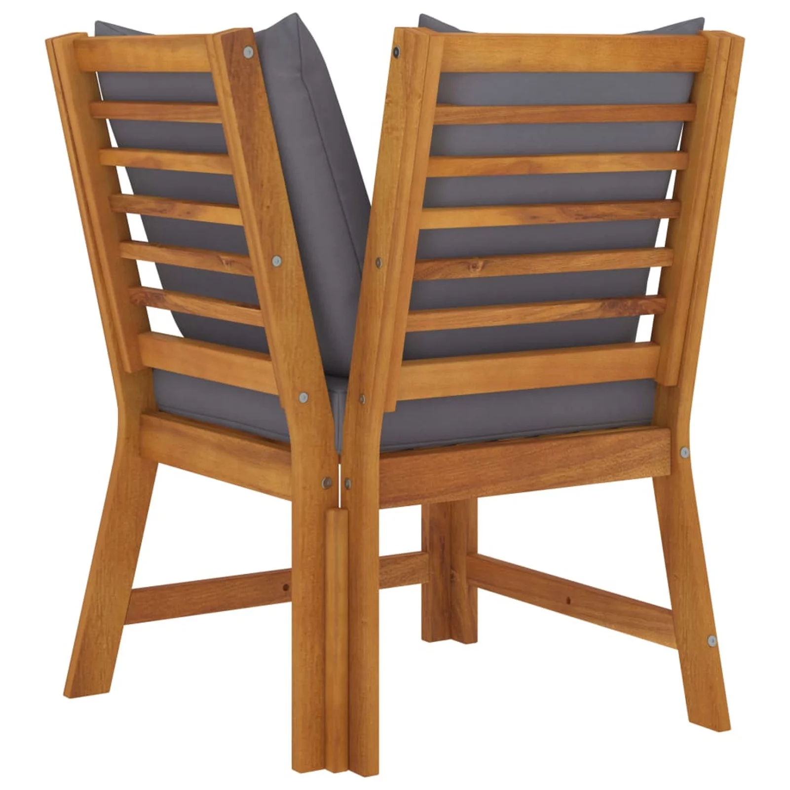 Andoer 3 Piece Garden Set with Dark Gray Cushion Solid Acacia Wood