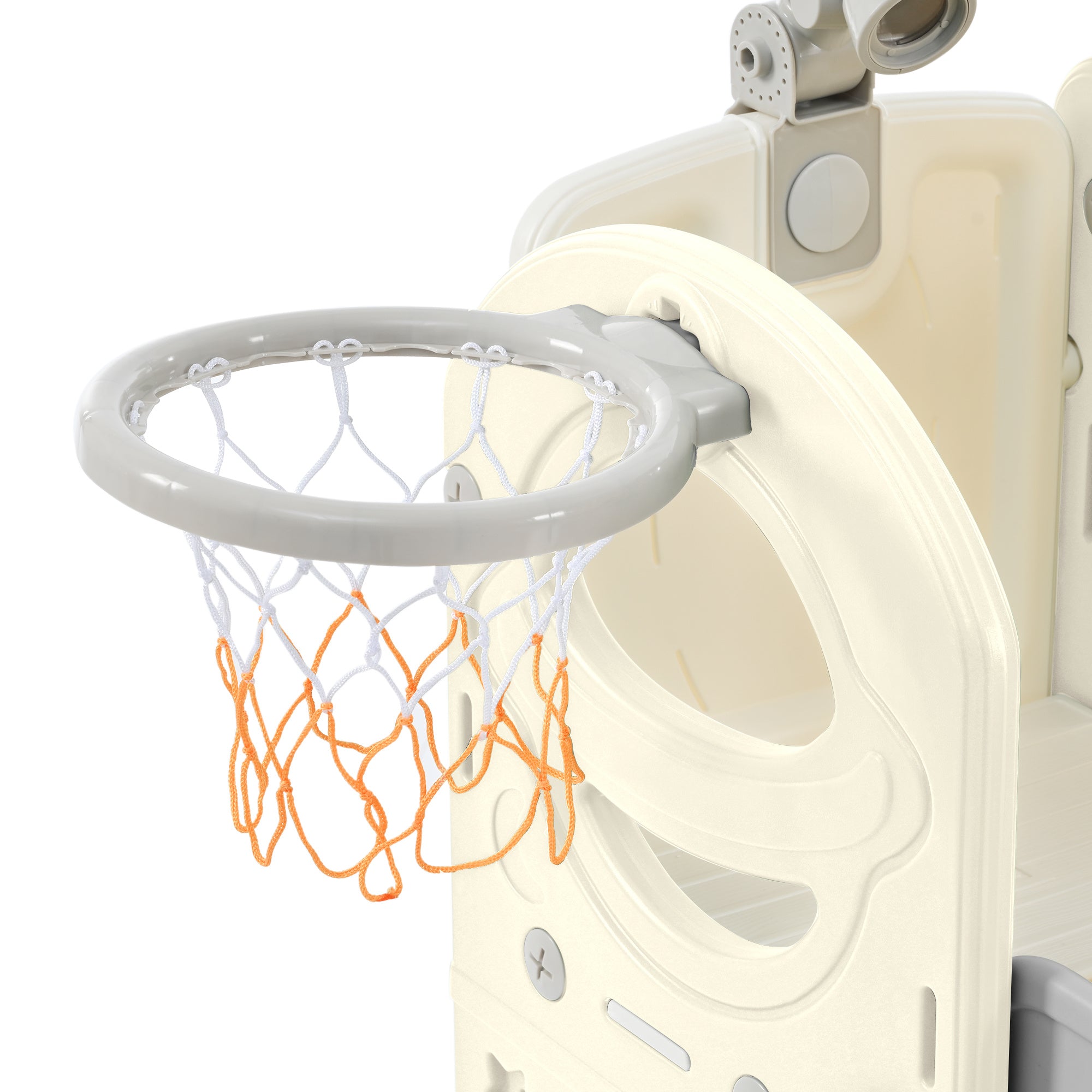 Kids Slide Playset Structure 7 in 1, Freestanding Spaceship Set with Slide, Arch Tunnel, Ring Toss and Basketball Hoop