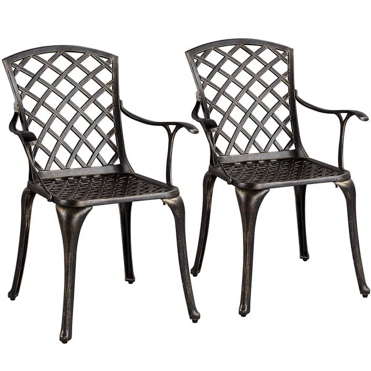 Renwick Outdoor Dining Chair - Aluminum Alloy - Set of 2 - Has Arms - Bronze