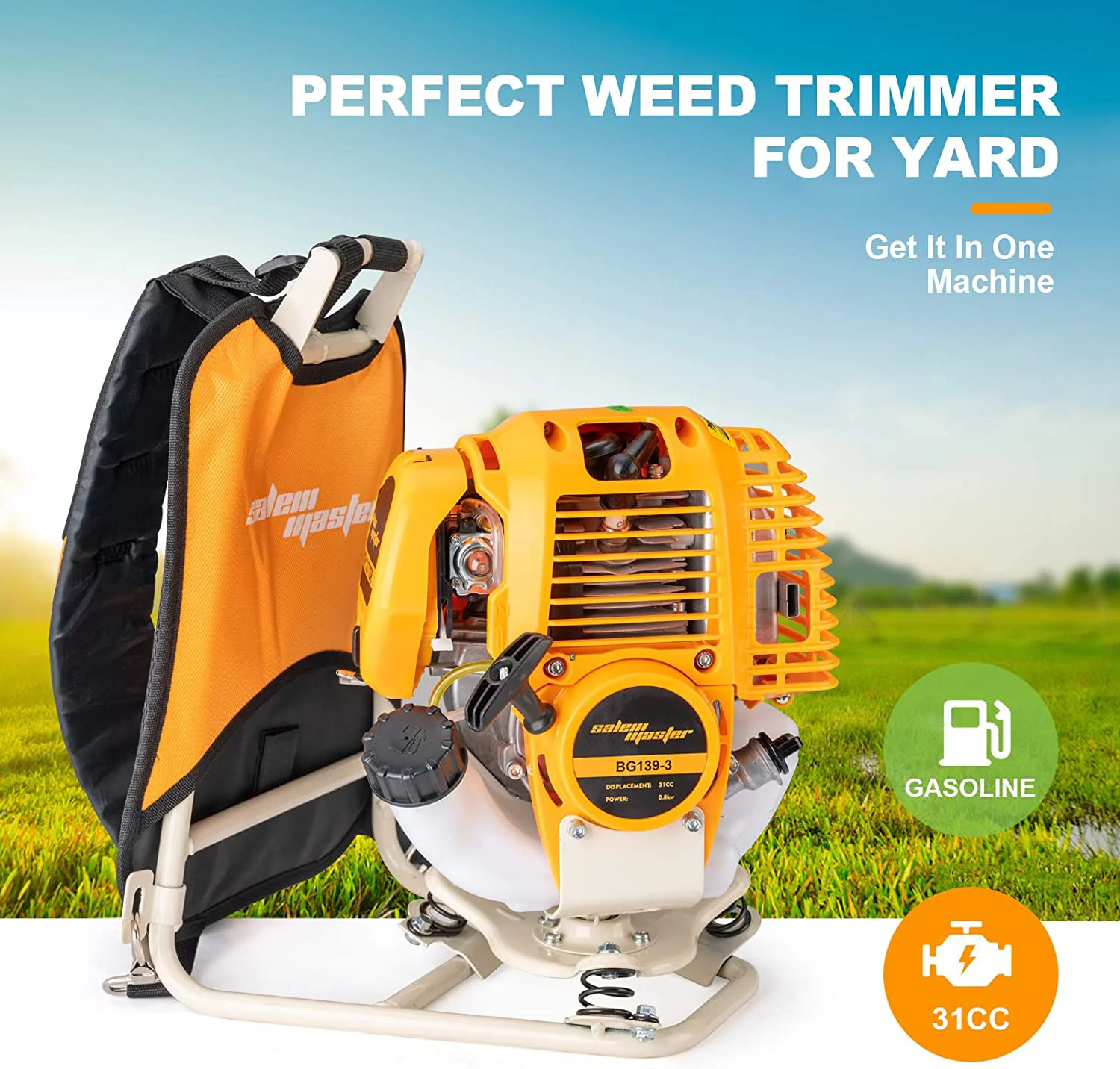 SALEM MASTER 2-in-1 31CC 4 Cycle Gas Powered Weed Eater Stringless Trimmer Brush