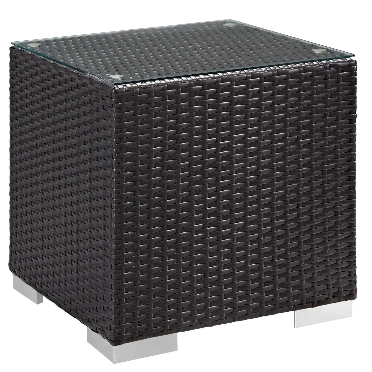 Lounge Sectional Sofa Table Set, White, Rattan, Wicker, Outdoor Patio Balcony Cafe Bistro Garden Hospitality Restaurant, Modern Contemporary HB35881