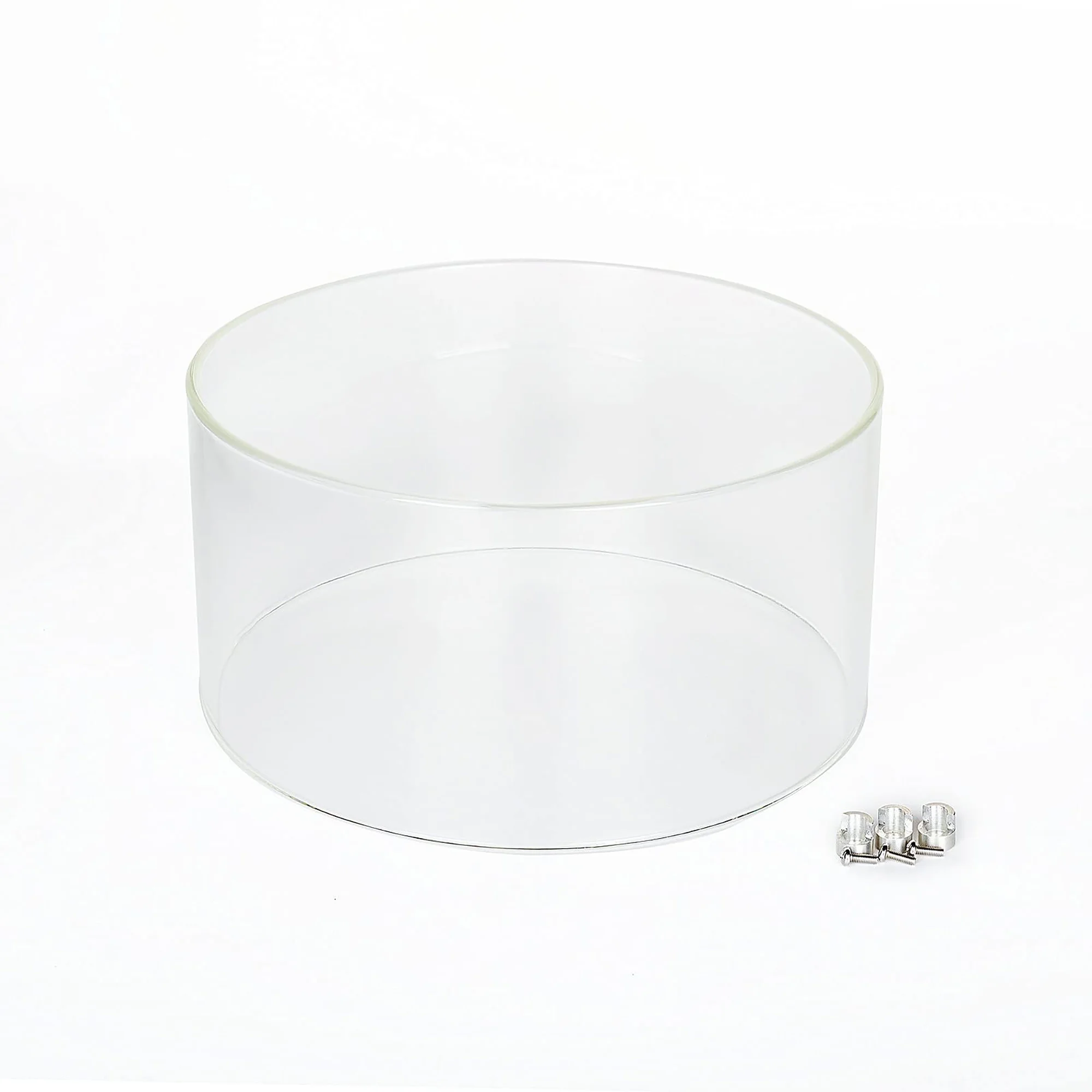 BAIDE HOME Borosilicate Glass Wind Guard for BAIDE HOME Patio Fire Pit Column Series, Round 11.81-Inch x 4.5-Inch Tall, Three Aluminium Holders