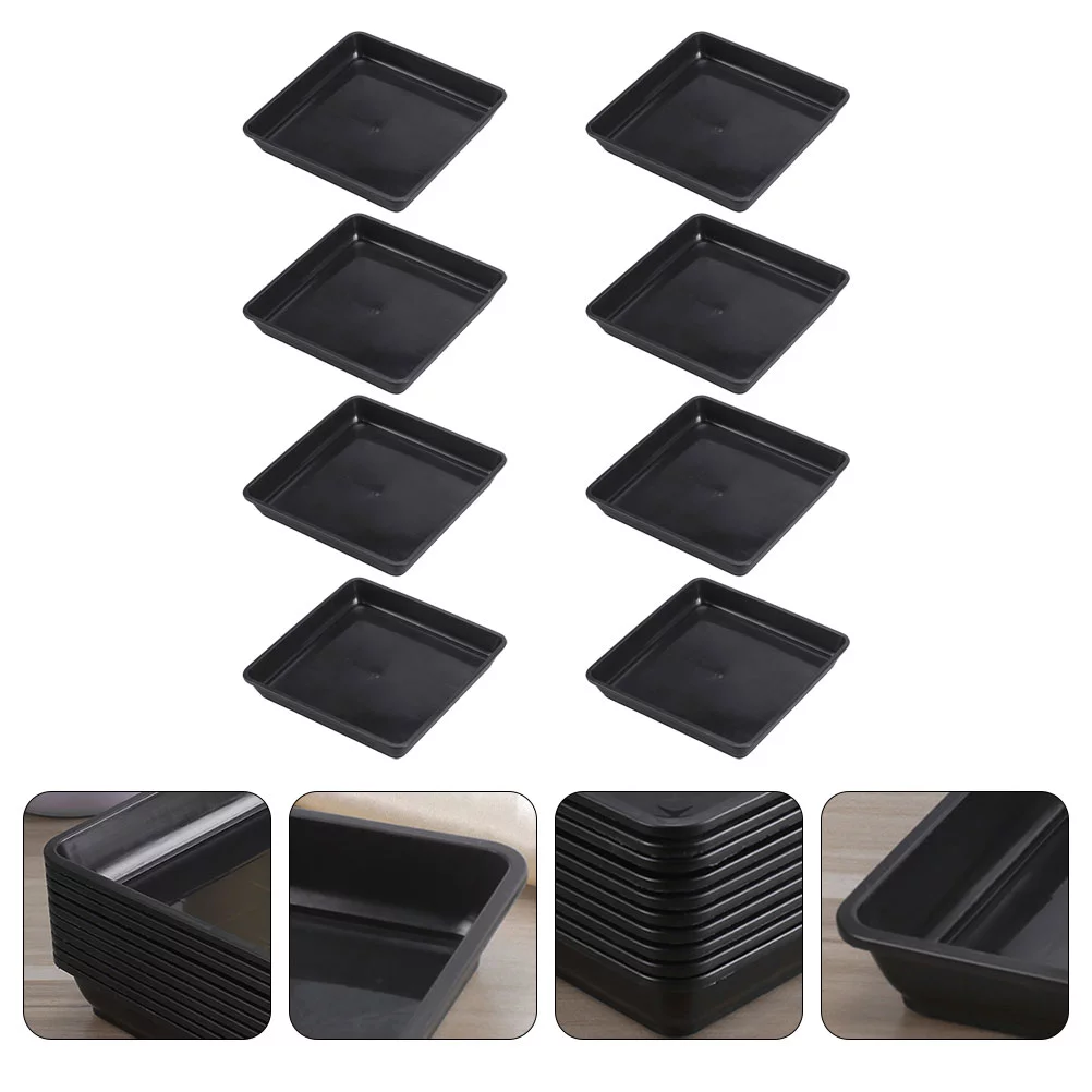 8pcs Plastic Flower Pot Tray Bonsai Tray Square Bonsai Durable Tray Square Planter Saucer