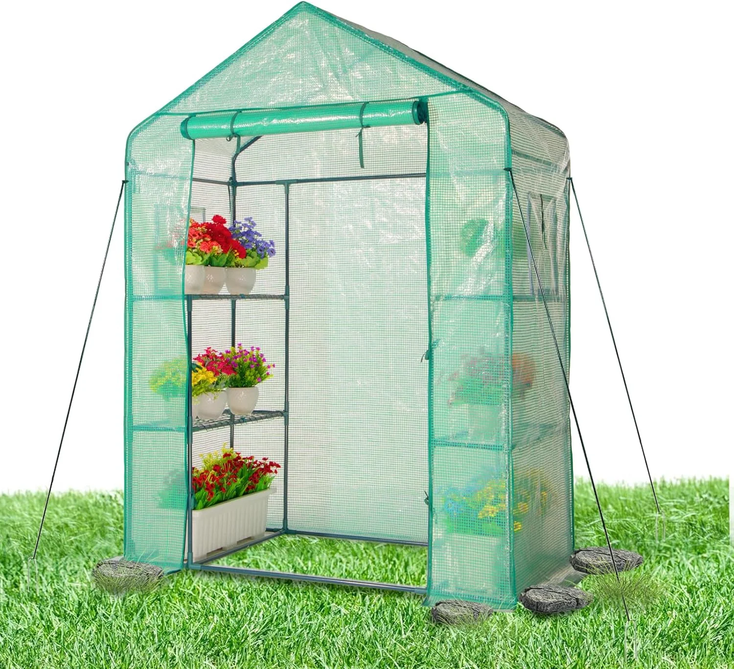 Idzo Medium Greenhouse 77 in. PE Cover & Steel Frame - All Seasons Outdoor - Easy Assembly