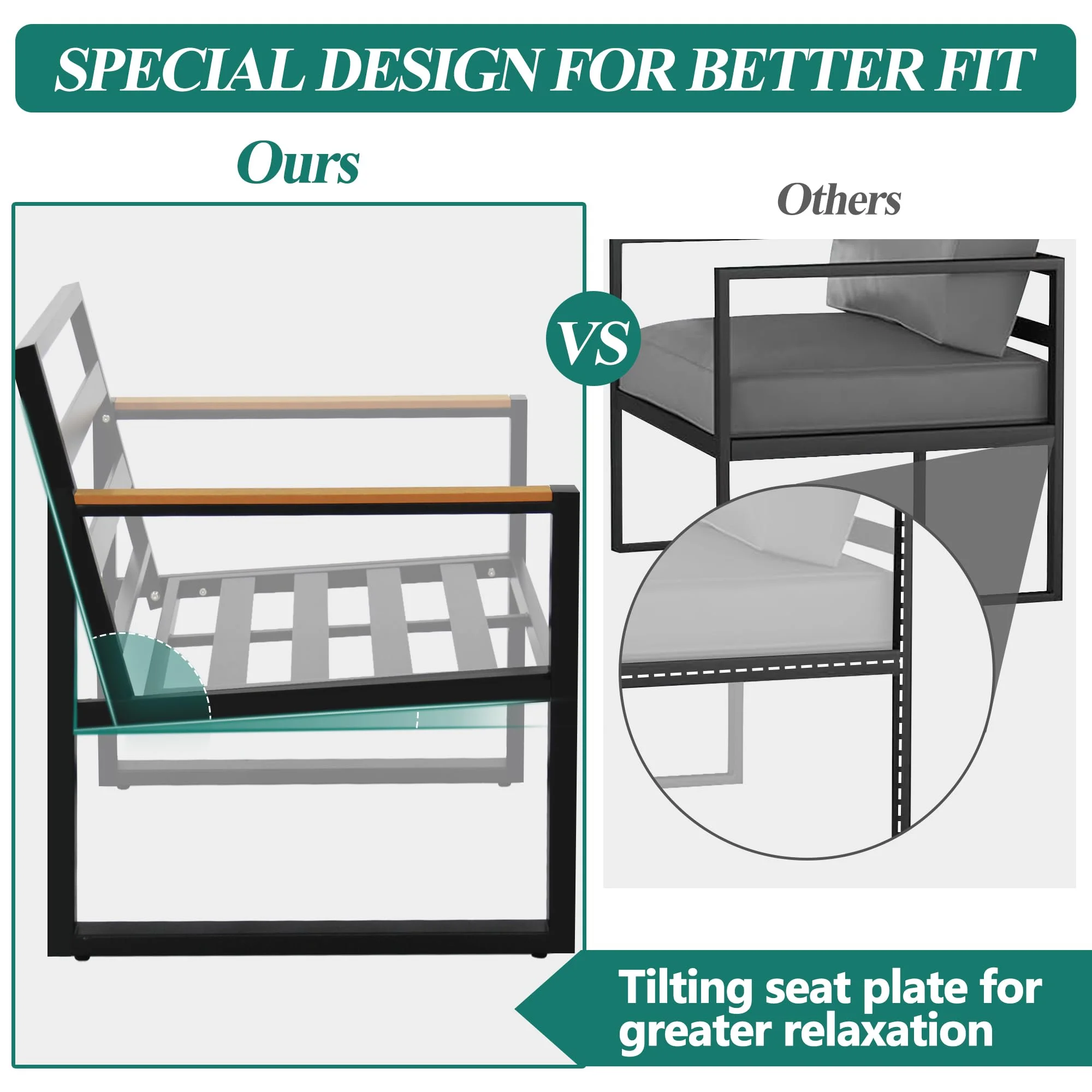 Gartooo 4-Piece Patio Furniture Set, Outdoor Aluminum Conversation Sofa Sets with Coffee Table & Cushions Chairs - Perfect for Garden, Backyard, Porch, Lawn, Poolside, Deck