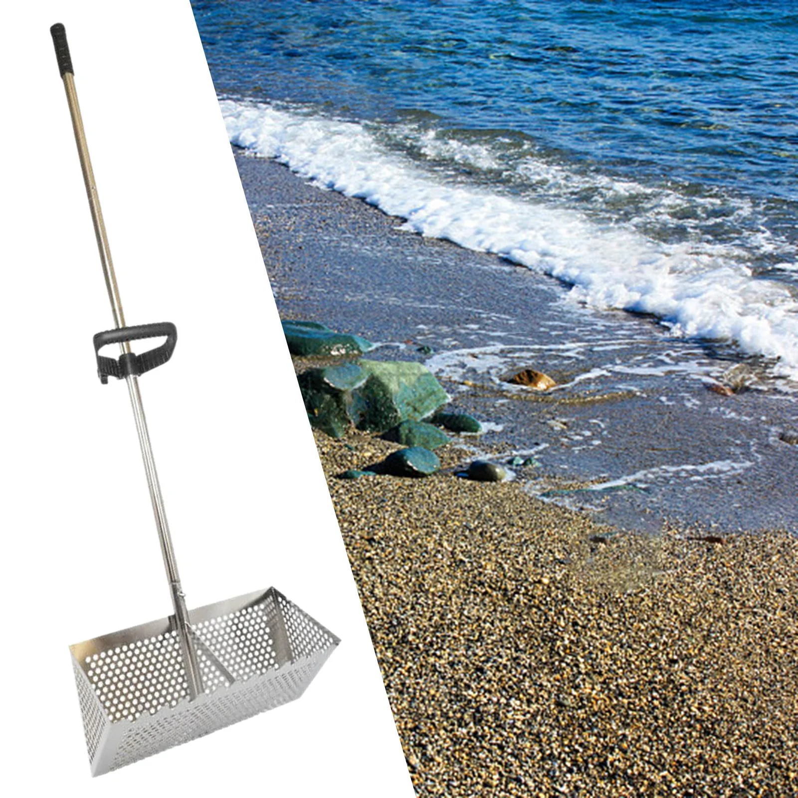 SunniMix Hand Rake Sea Rake Tool Handheld Seafood Digging Rake Easy Grip Collecting Tools Sand Sieve Sand Sifter Folding Sand Filting Rake