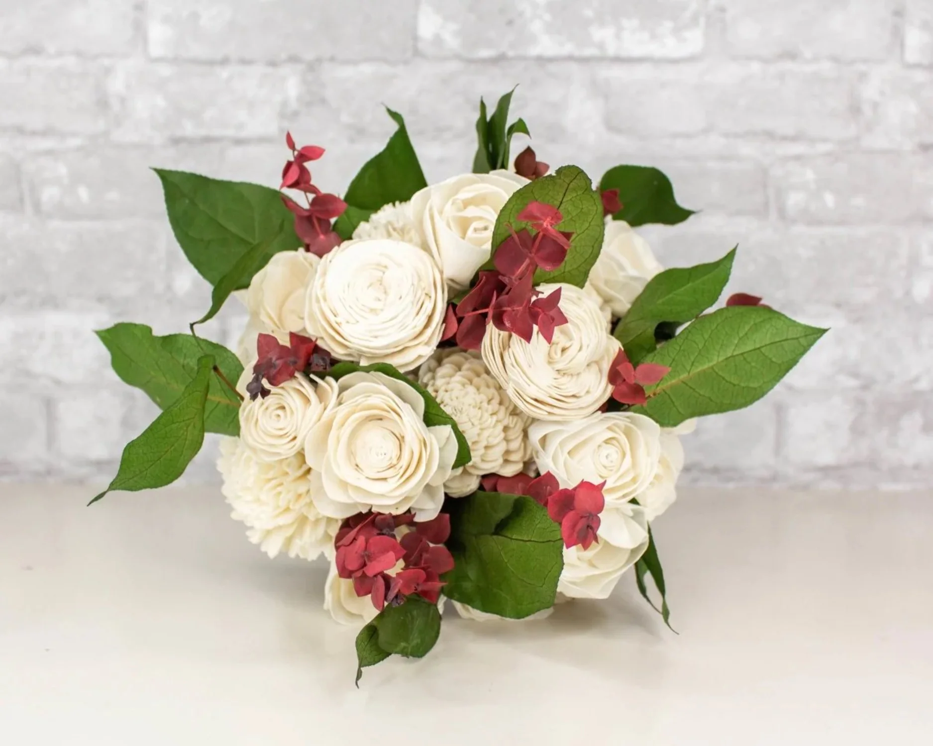 Raw Sola Wood Flowers - Centerpiece/Vase/Pot/Bouquet Fillers - -Satin Washed Eucalyptus Red