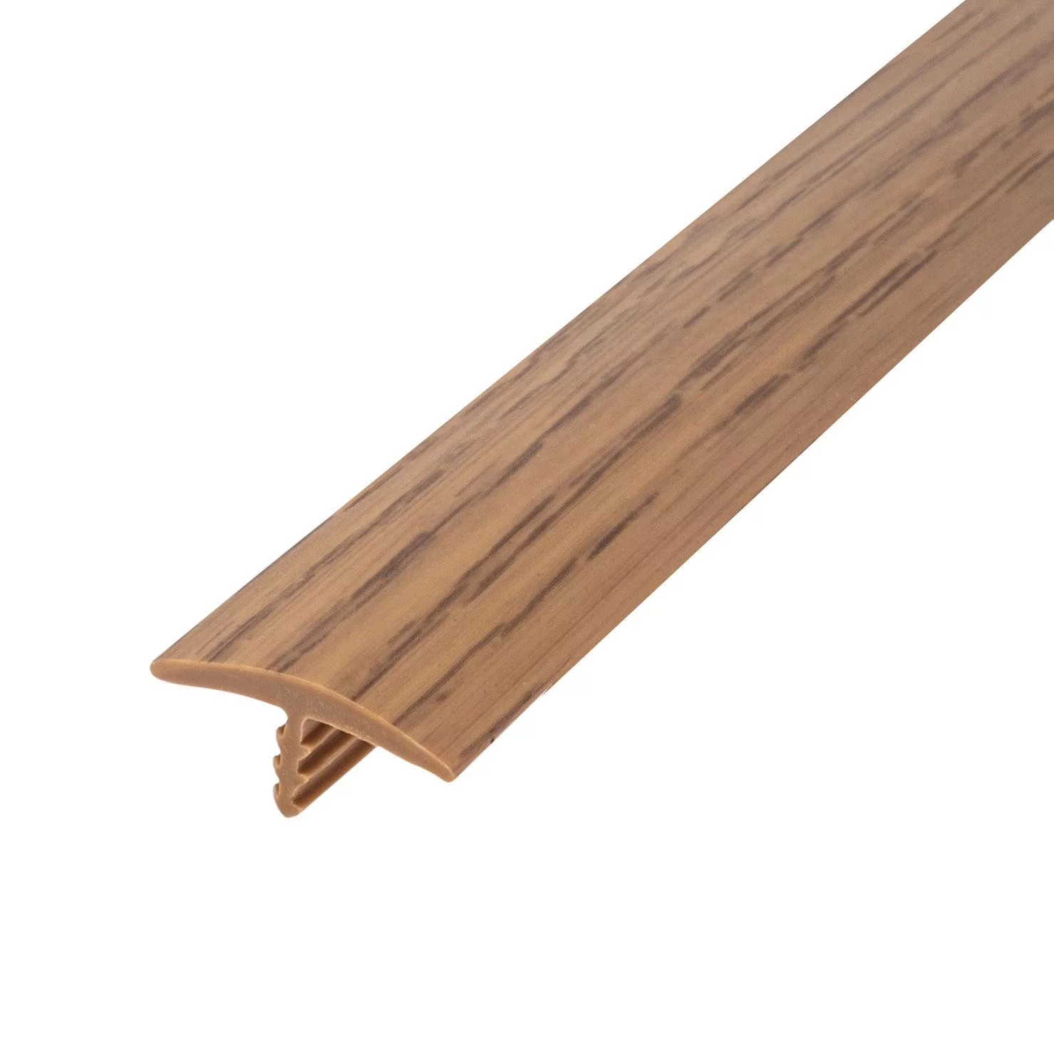 Outwater Plastic T-molding 11/16 Inch Natural Oak Woodgrain Flexible Polyethylene Center Barb Tee Moulding 250 Foot Coil
