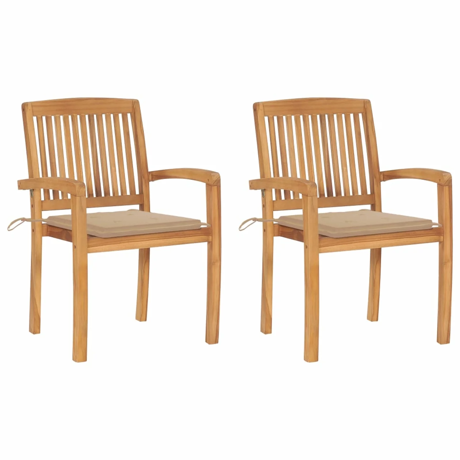 Anself Patio Chairs 2 pcs with Beige Cushions Solid Teak Wood