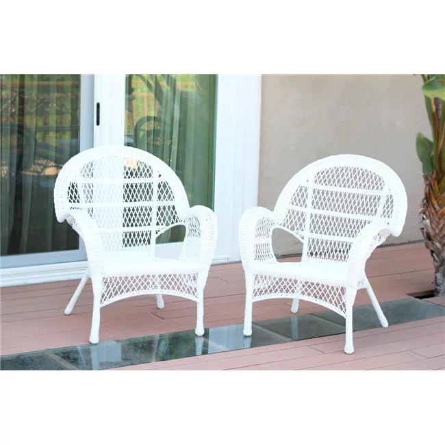 Jeco W00209-C-2 White Wicker Chair - Set of 2