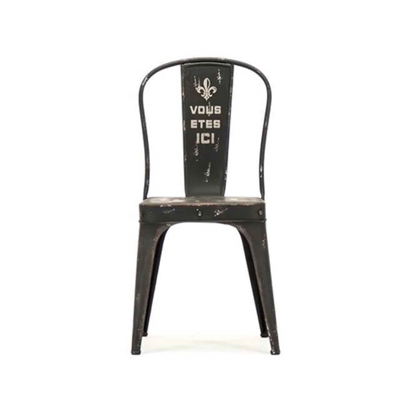 Zentique  Christelle Iron Chair- Antique Black - 17 x 35.5 x 16 in.