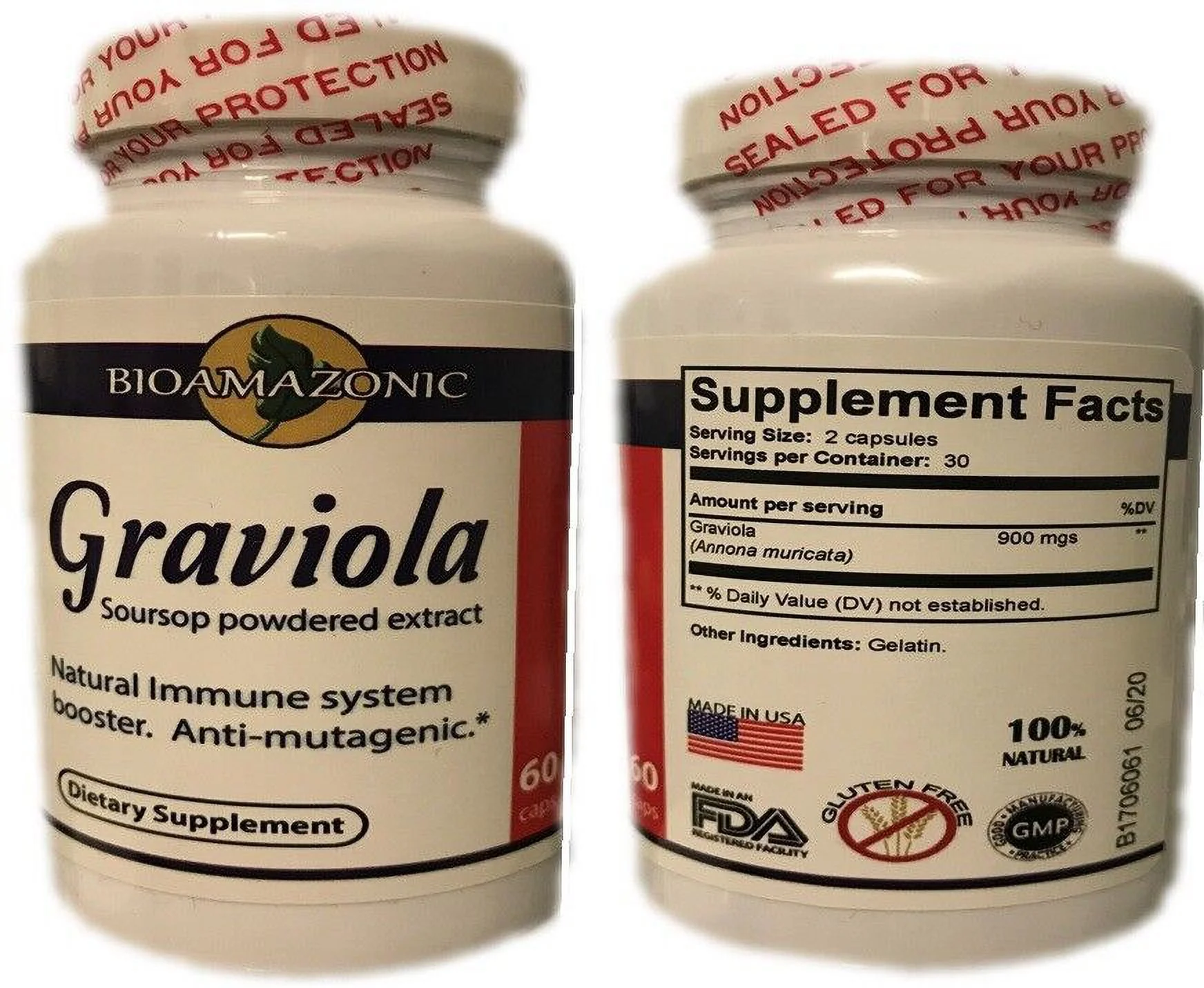Graviola Soursop powder extract month immune antioxidant 60 capsules Each pack of 2